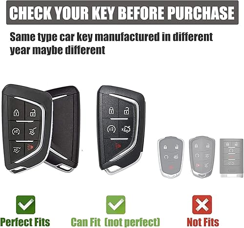 Miniatura 2 de Gematay Funda para llavero Cadillac con llavero, cubierta de llave compatible con Cadillac 2020 2021 2022 2023 ATS CT5 CT6 XT4 XT5 XTS 56 botones