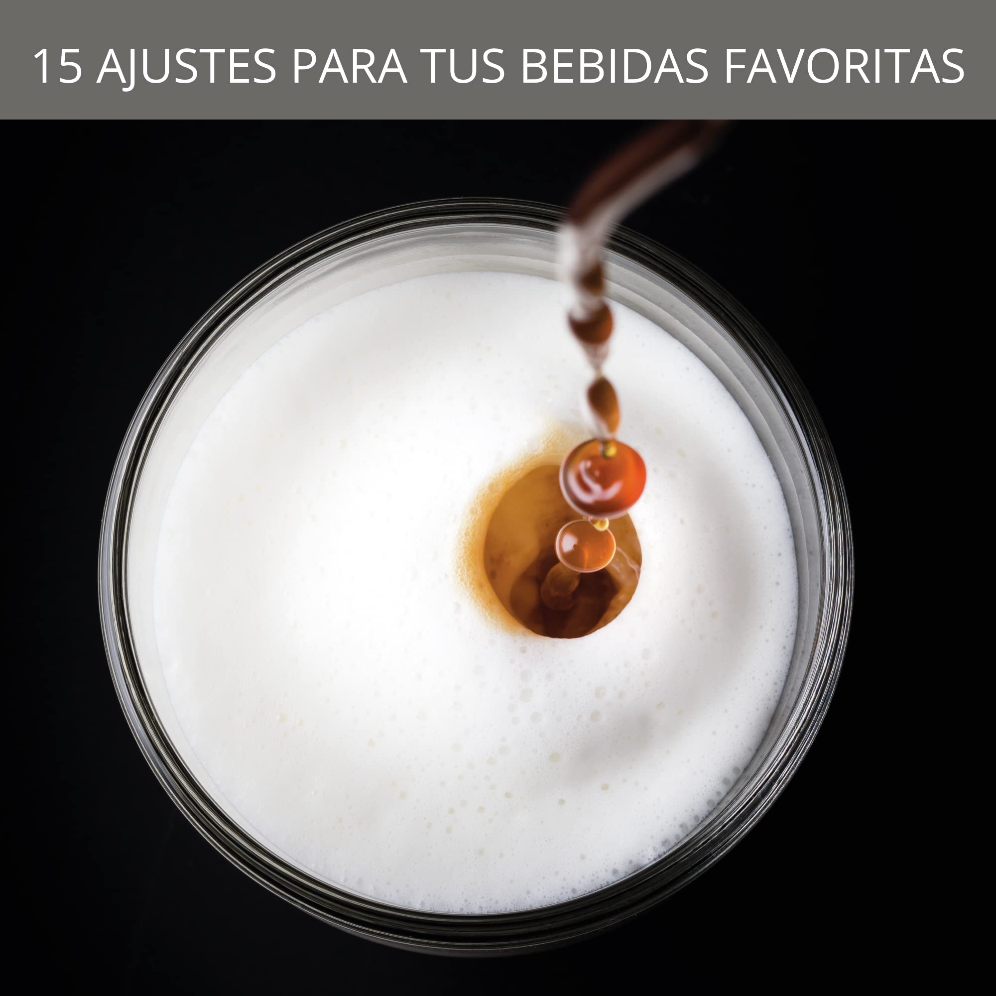 Krups Evidence Espresso EA8908 - Cafetera Superautomática 15 Bares, 15 Preajustes, Niveles de Intensidad, Molido Grano, Autolimpieza e Indicador cal, 2 tazas a la vez, pantalla táctil, recetario