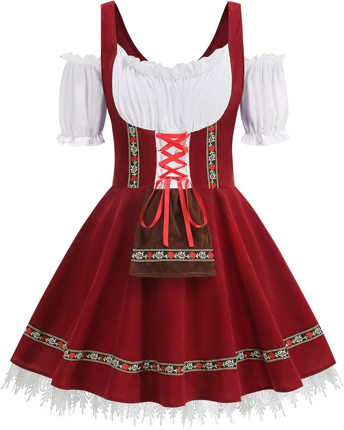 GRAJTCIN Womens Oktoberfest Costume, Velvet German Bavarian Dress for Halloween Carnival