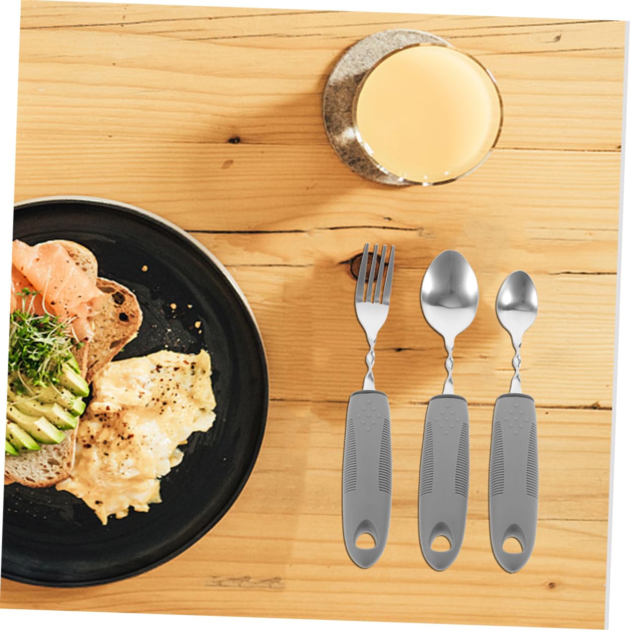 NAMOARLY Elders Adaptive Scoop Bowl Large Handled Utensils Elderly Plate Weighted Silverware Disabled People Gadgets Dishwasher Safe