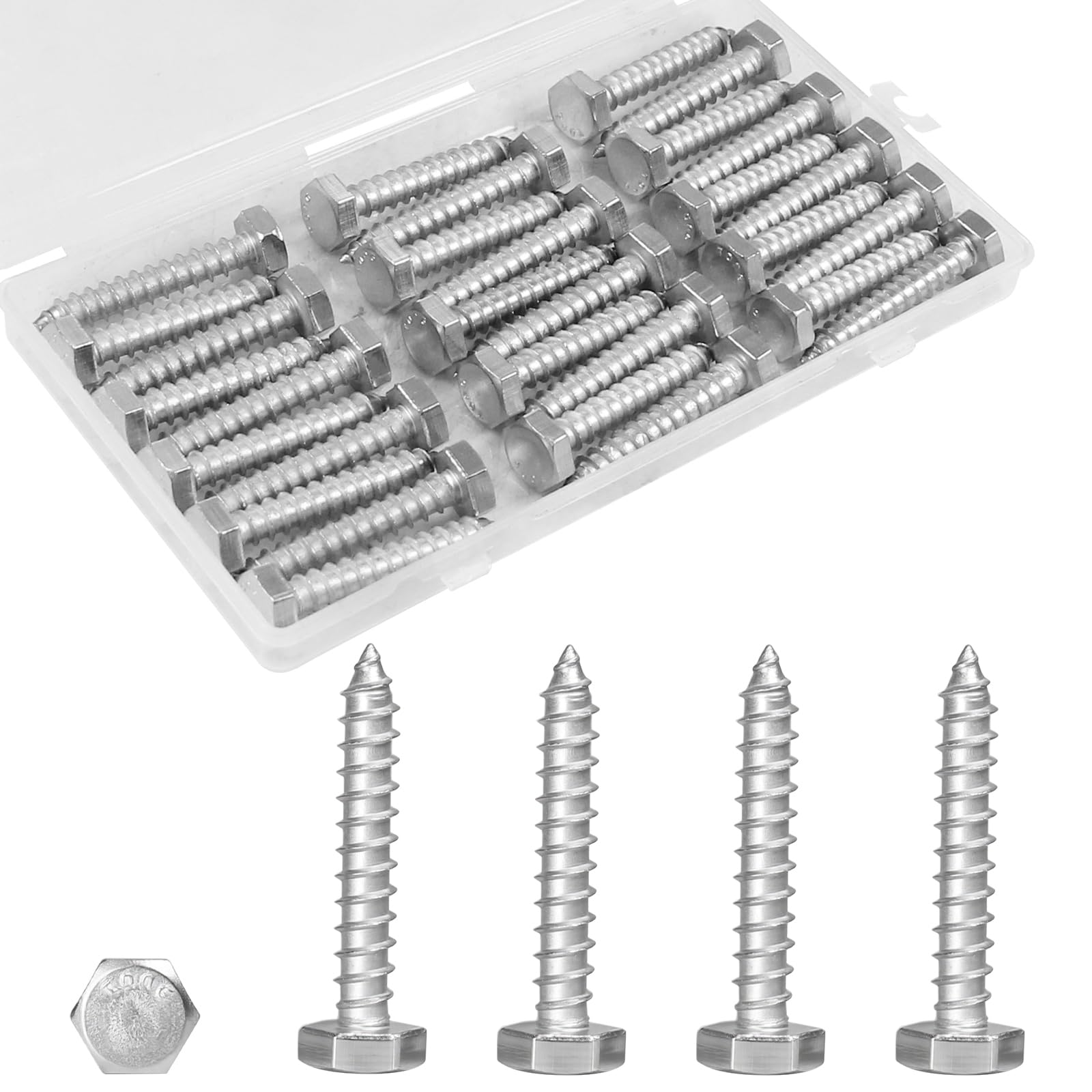 15 Stainless Steel Lag Screws - 5/16" x 3" -11 15 Stainless Steel Lag Screws - 5/16" x 3" -11