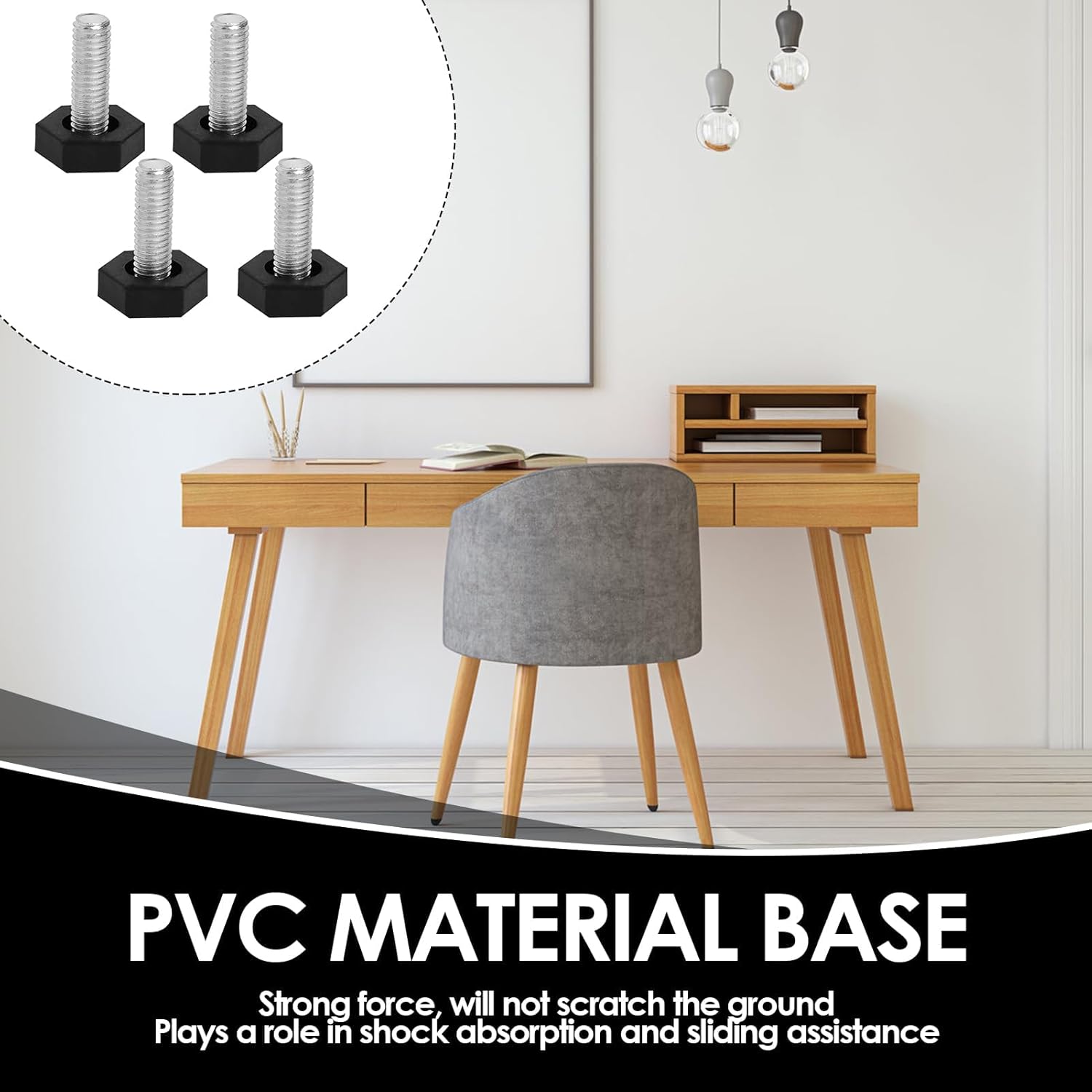 brileze 4Pcs Furniture Feet M8 X 25mm Adjustable Levelling Feet Hexagon Table Legs Thread Screw on Foot Furniture Levelers for Furniture, Table, Sofa, Chair, Black 6 714lPdAH17L. AC SL1500