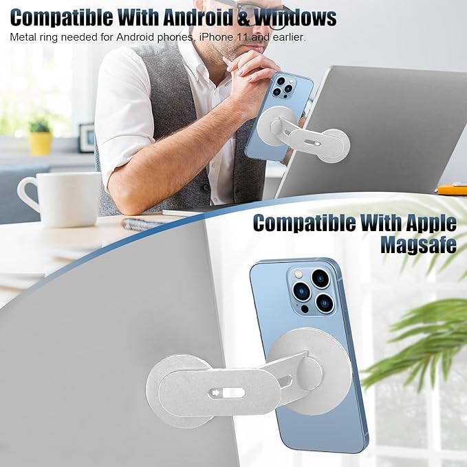 Soporte magnético ajustable para laptop y teléfono plateado miniatura 2