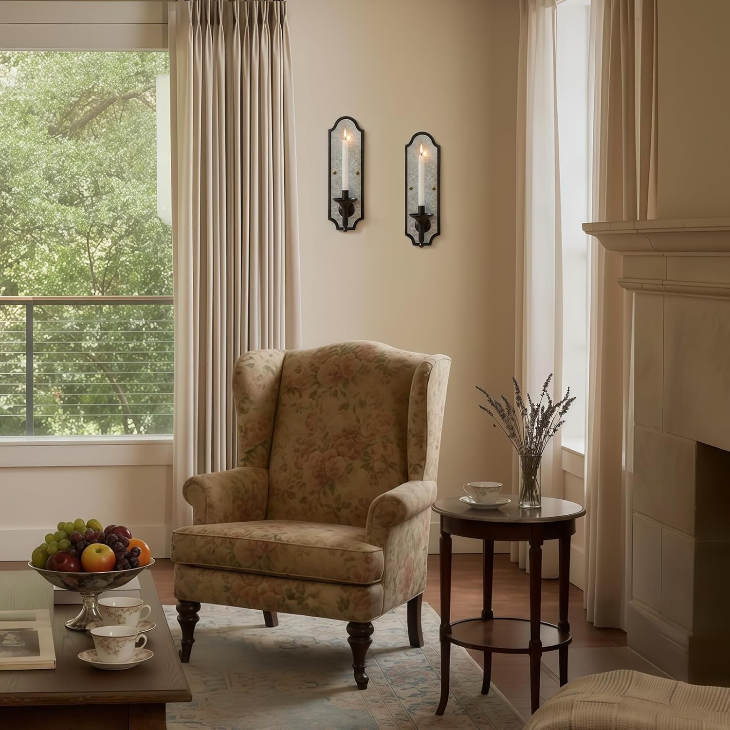 Vintage Wall Sconce Candle Holder, Black Bronze with Galvanized Metal Backplate, 16.14x4.92 Inch, Decorative Wall Mount, 2-Pack