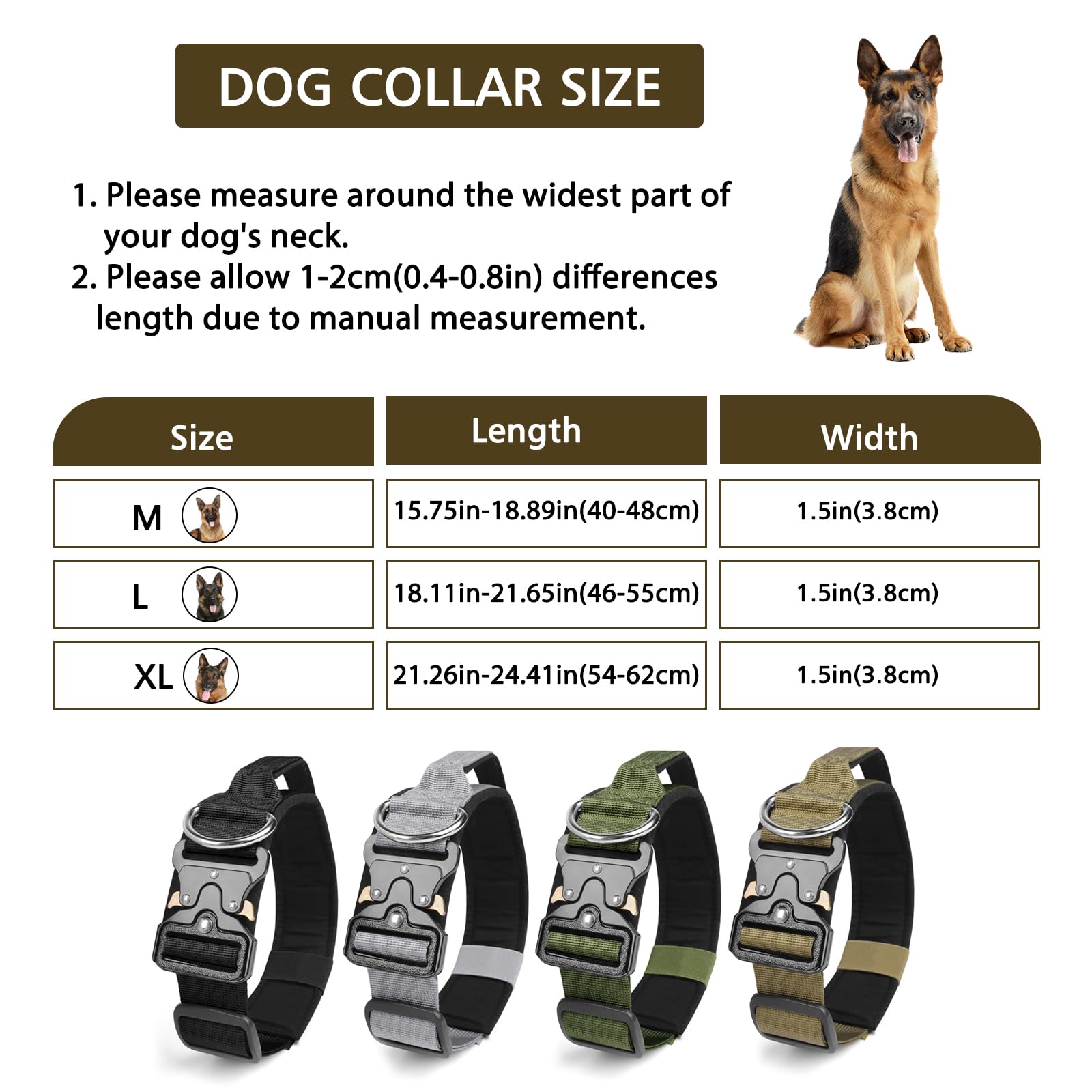 Ledeak Tactical Dog Collar, Padded Adjustable Polypropylene Soft Dog Collars - Image 3