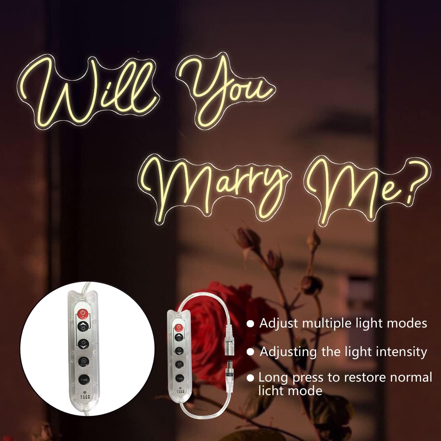 Super Large Neon Signs Will You Marry Me for Wedding Proposal Marry Me Sign Led Neon Light Sign Decor for Engagement Birthday Party Bar Bedroom Wall Art for Wife 80.1X12.4INCH