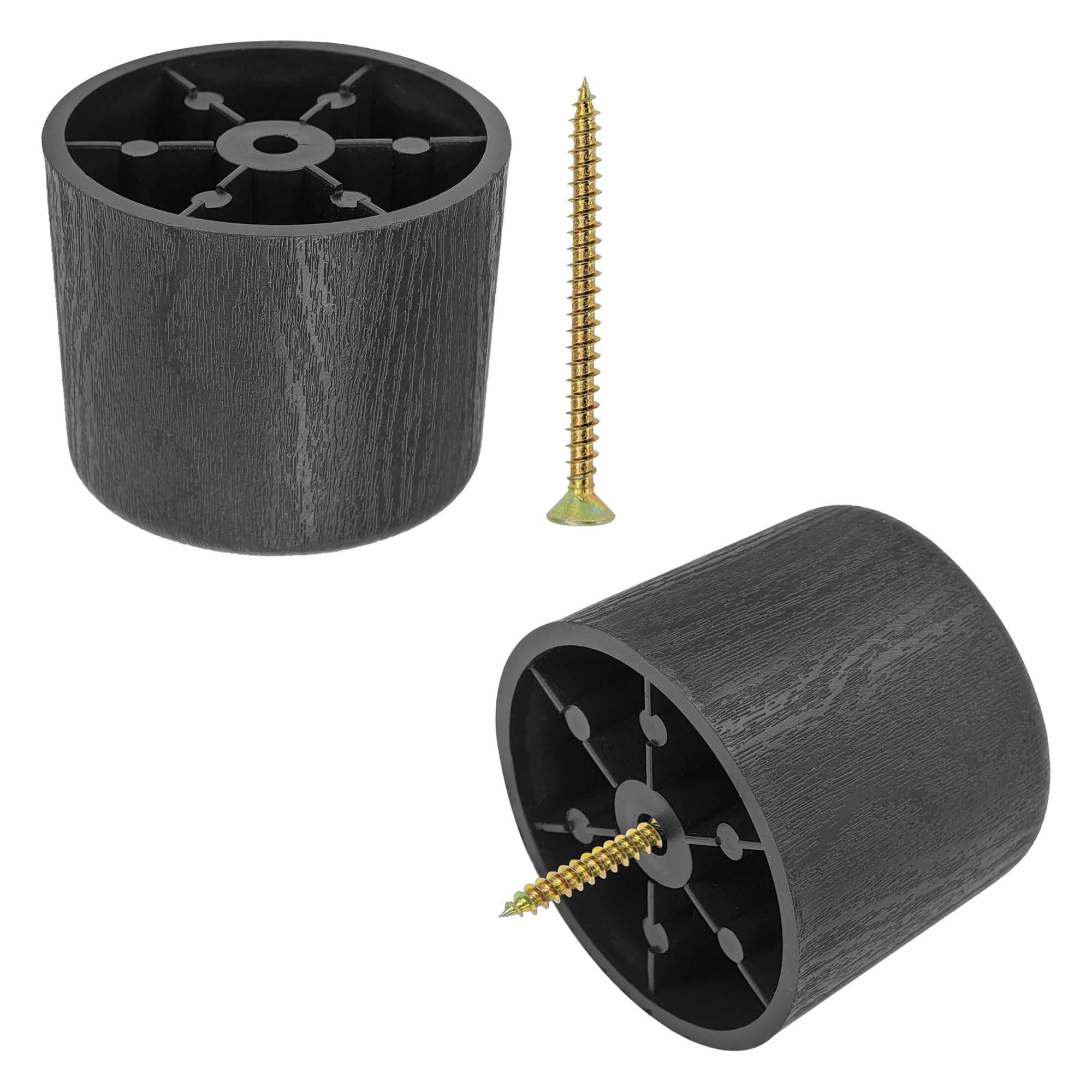 8 Pcs Plastic Furniture Feet (with Screws), Black Chair Leg Protectors, Sofa Leg Pads (60×55×48mm)