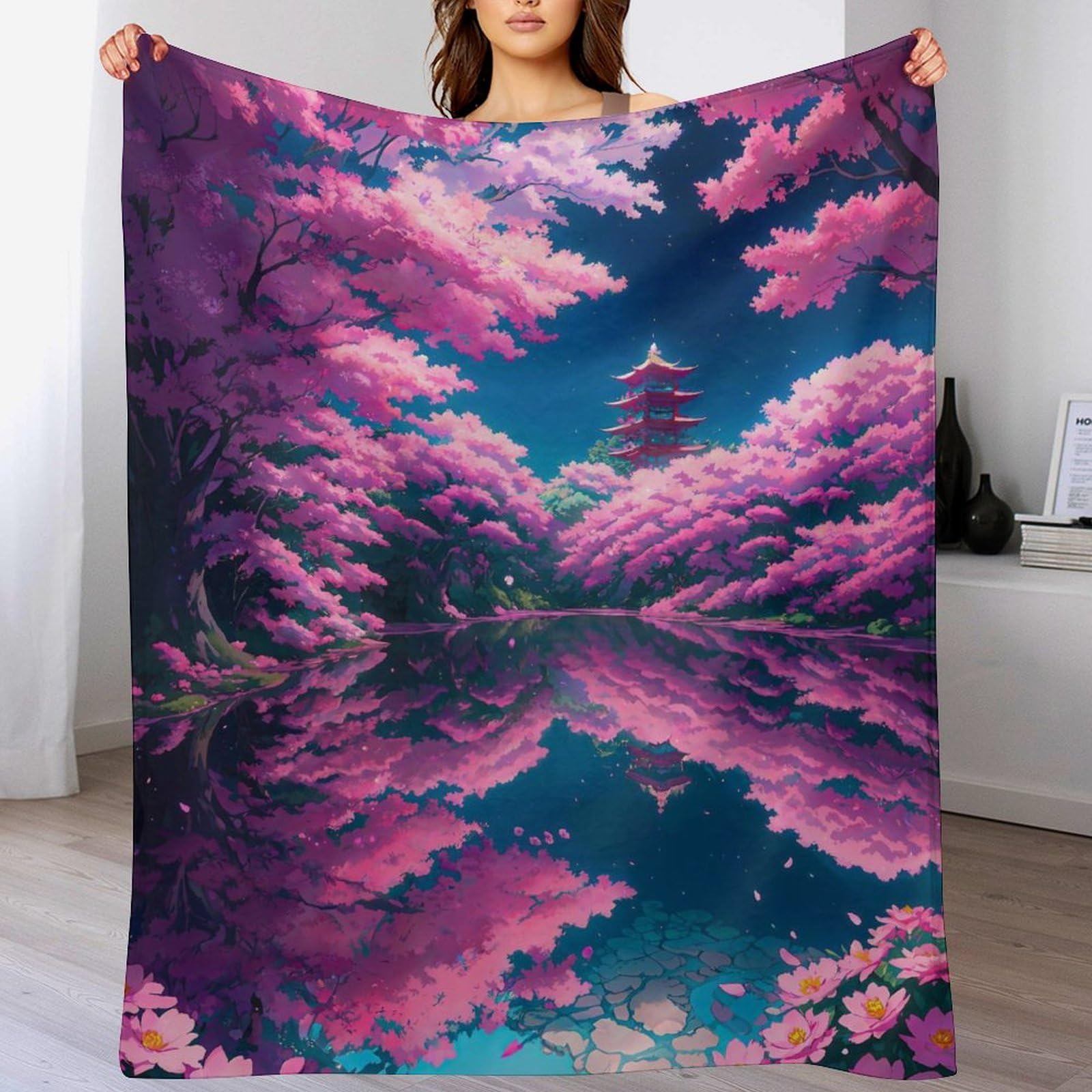 Couverture polaire flannel douce et chaude 140x180 jeté de canapé design japonais