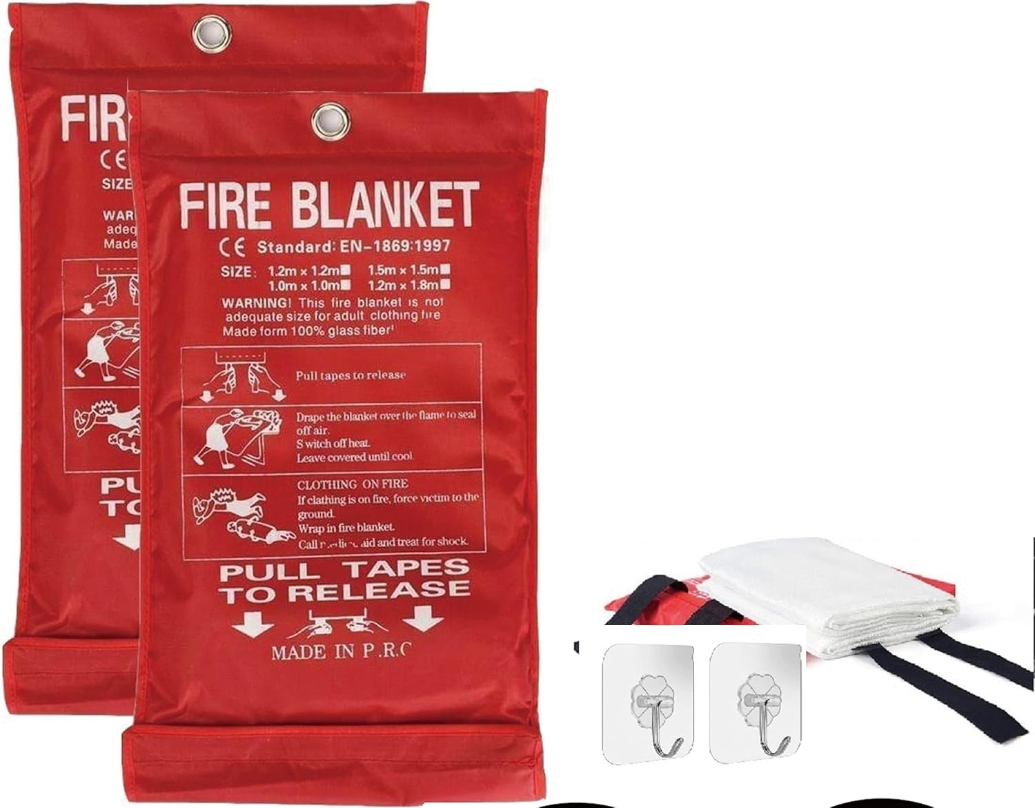 Fire Blanket For Home XL - 59 x 59 Fire Blankets Emergency For People Fire Retardant Blanket Fire Shelter Large Suppression Fiberglass Kitchen Home Restaurant House Fire Proof Survival Safety Reusable