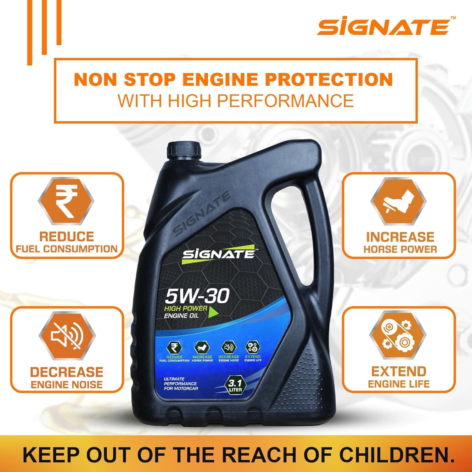 Signate Car Engine Oil for Petrol, CNG and Diesel Car 3.1L, Synthetic Engine Oil for Cars, Anti-Wear Car Engine Oil for Reduced Maintenance Cost, 3.1L - Image 5 thumbnail