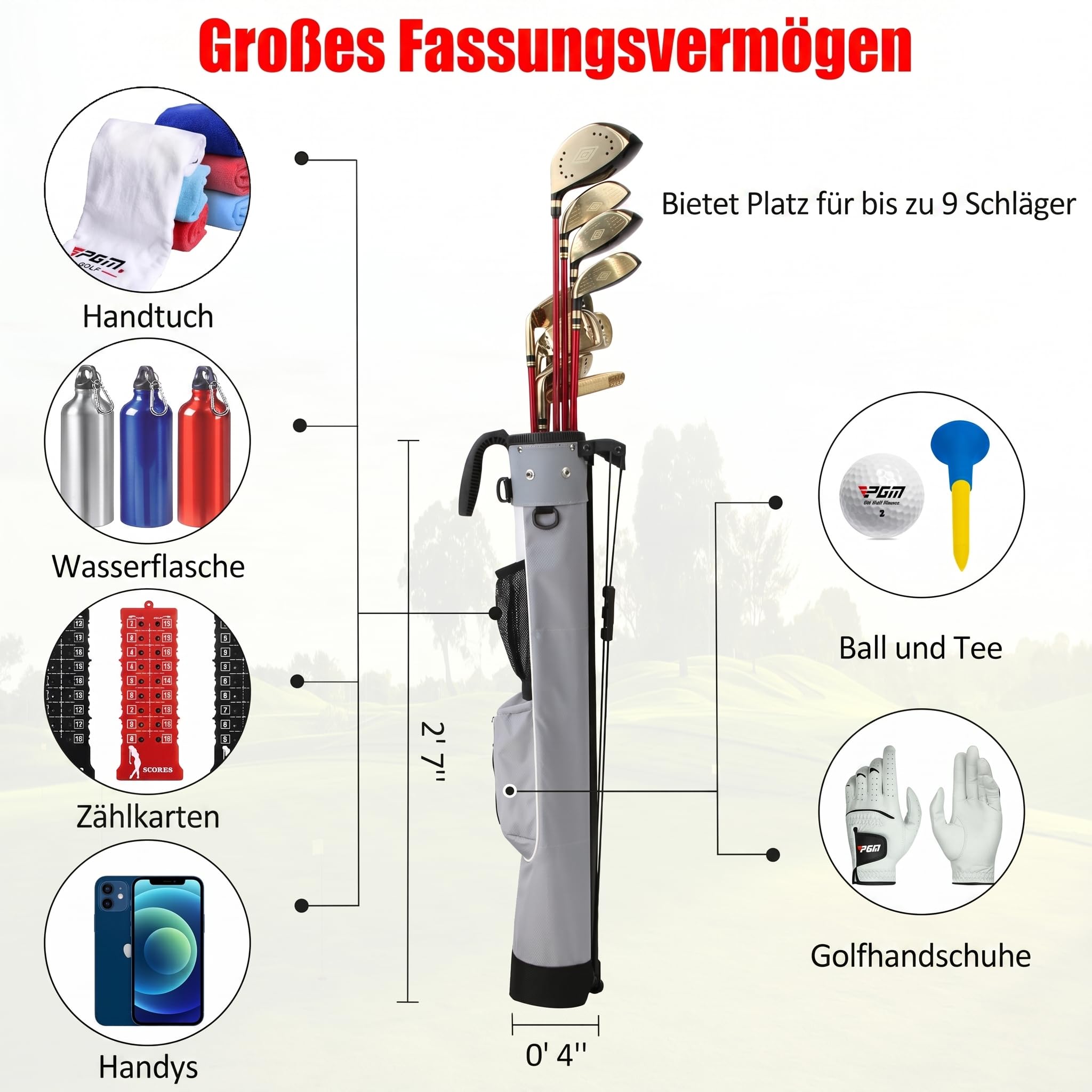 PGM Golf Bags - Lightweight PGM Golf Bag with Strap and Stand – Easy to Carry and Durable Pitch Putt Golf Bag – Golf Stand Bag for The Driving Range, Par 3 and Executive Courses – Golf Gun Bag 2.0