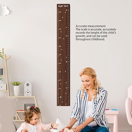 Miniatura 6 de Wooden Ruler Growth Chart, Height Measurement Ruler, Walnut Wood Height Chart with Measuring Tape, Installation Growth Chart for Toddlers Bedroom