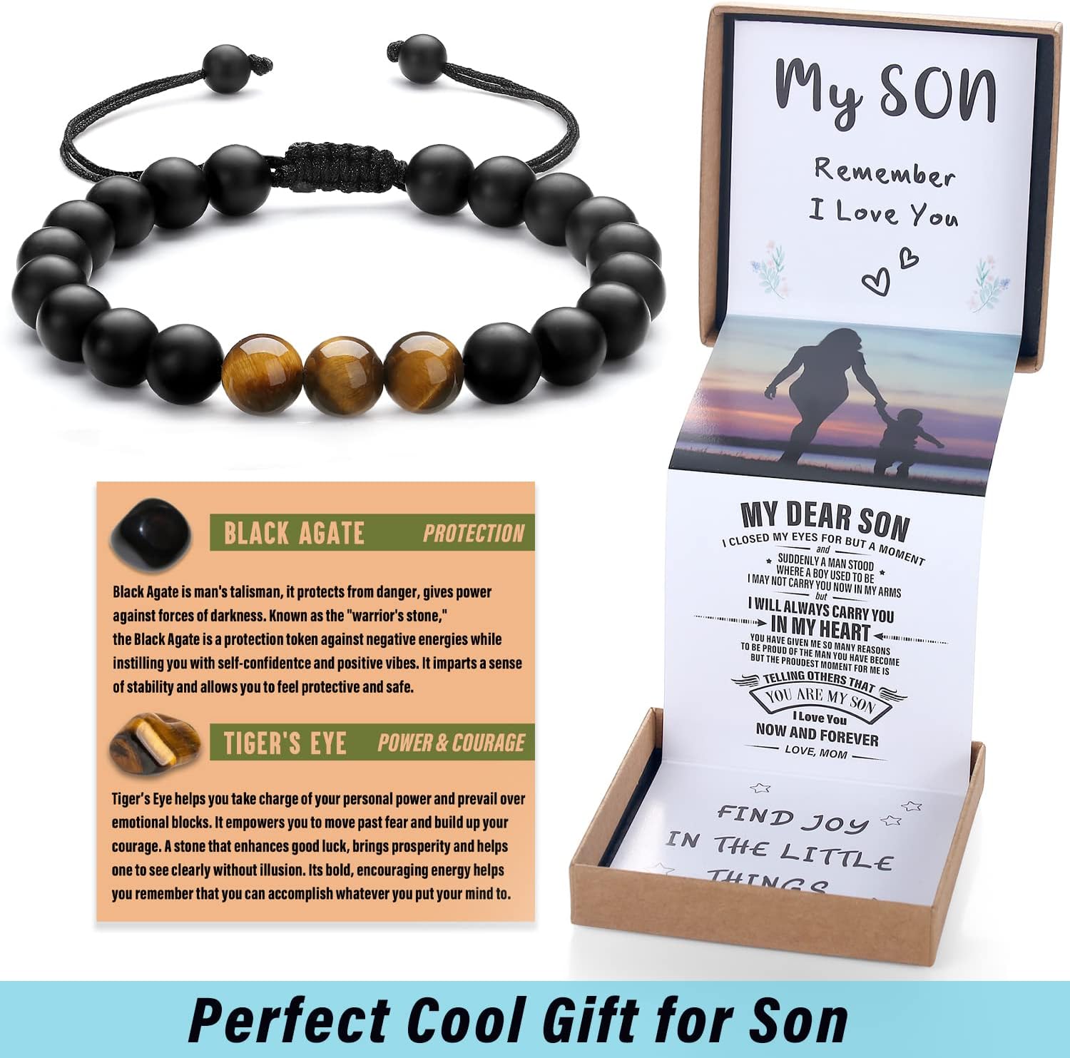 Natural Crystal Bracelet for Teen Boys/Men-Pull Out Gift Box Especially for Son/Grandson/Dad/Love on Birthday/Graduation/Fathers Day/Anniversary - Image 7