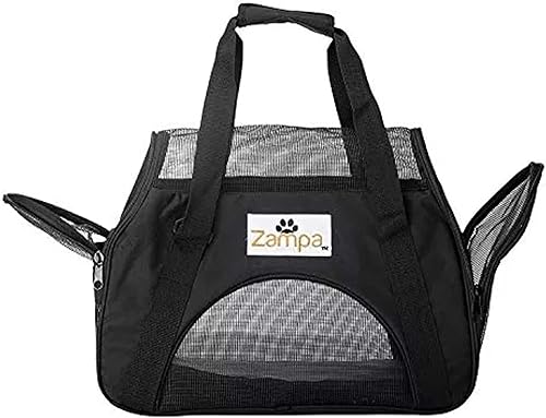 Miniatura 5 de Zampa transportador de mascotas de cara suave aprobado por aerolíneas bolsa de viaje de perfil bajo almohadilla extraíble cremalleras de primera