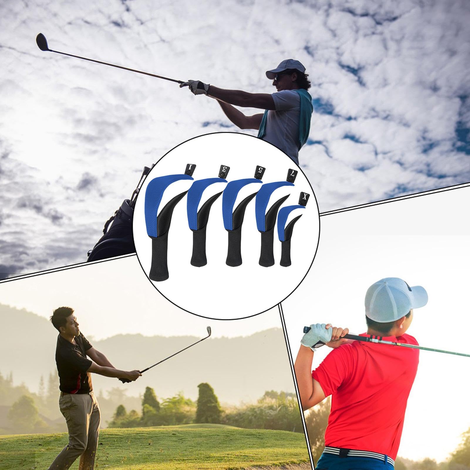 Golf Wood Club Headcovers Golf Hybrid Headcover Long Neck Protective Club Covers Anti Slip Wood Hybrid Head Cover Protective Head Cover For Men Protective Head Cover For Women Golf Enthusiast Headcove