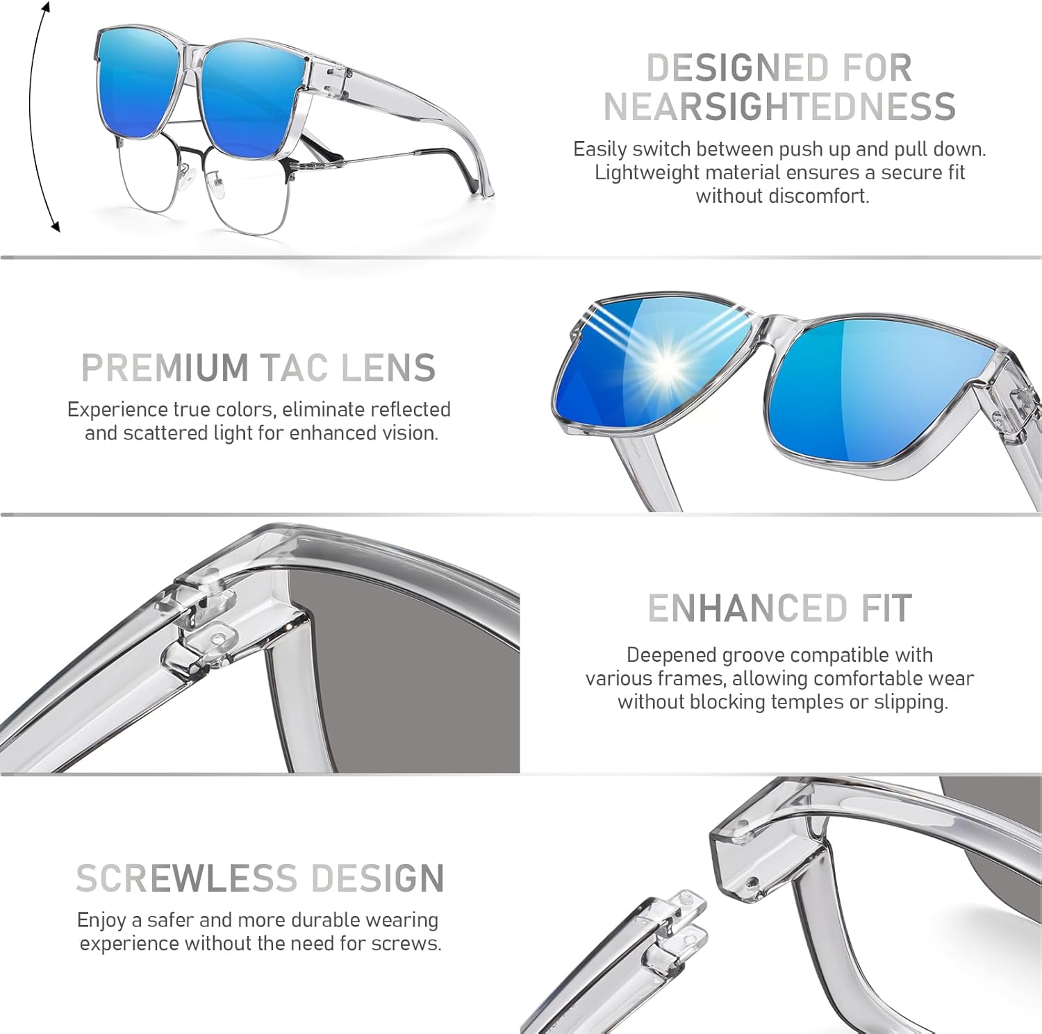 HAOLOTA Fit Over Sunglasses-Polarized for Driving Men, Stylish Square Fashionable Prescription Sunglasses UV400 Protection - Image 4