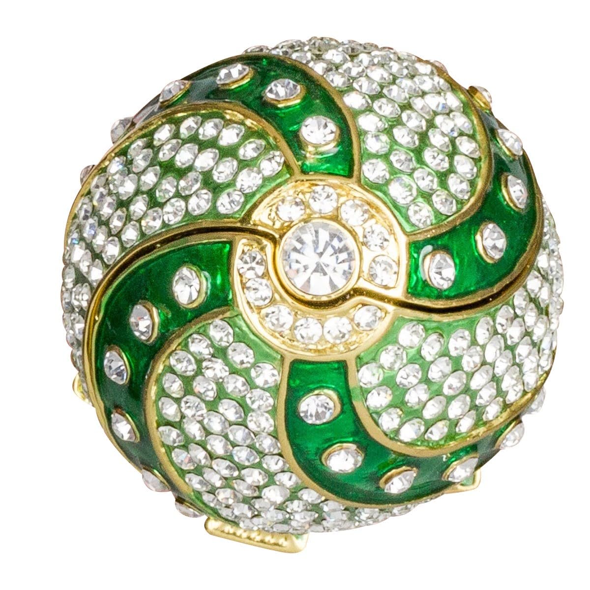 danila-souvenirs Huevo retorcido al estilo Fabergé con cesta de flores 12 cm verde