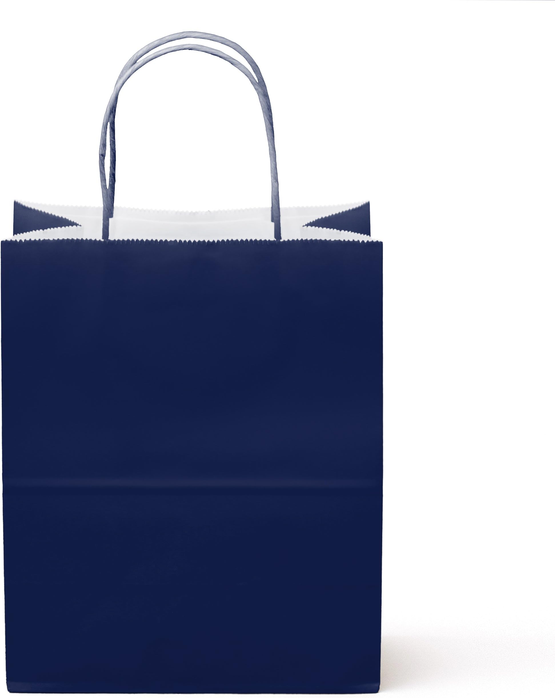 Dsquare 24ct Food Safe Paper & Ink Eco-Friendly Kraft Bag - Premium Paper & Ink Party Favor Gift Bags with Handle, Color Goody Bag - Ideal for DIY, Kids Parties & Events - 10 x 8 in (Medium, Navy)