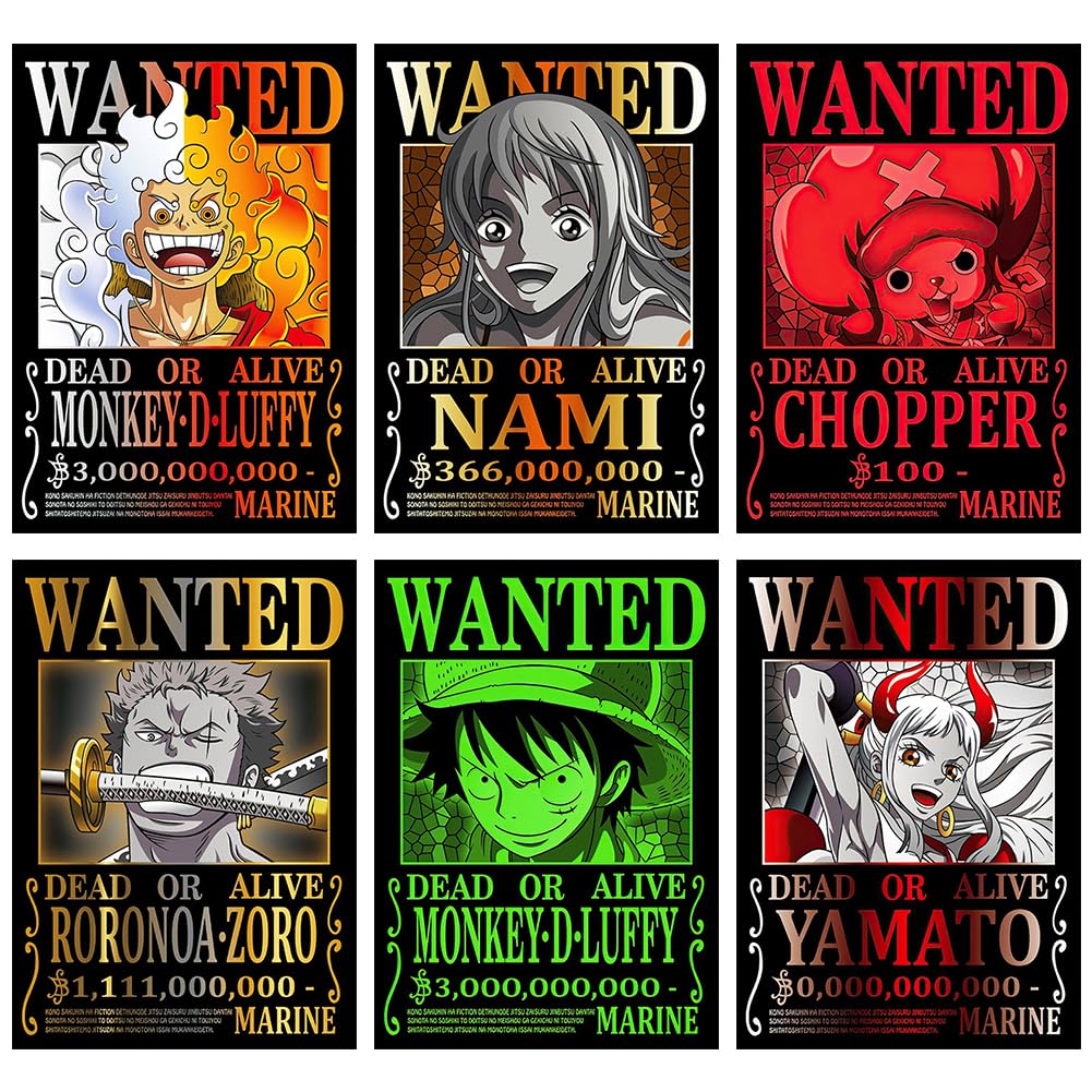 DKLQXCE Anime Poster - One Piece Wanted Bounty Manga Poster for Home Living Room Bedroom Decorative Gift Wall Painting 20x25cm(8x10inches)