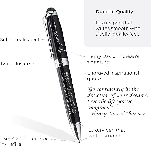 Miniatura 3 de Henry David Thoreau - Bolígrafo inspirador con cita – Ve con confianza en la dirección de tus sueños. Vive la vida que has imaginado. Regalos de