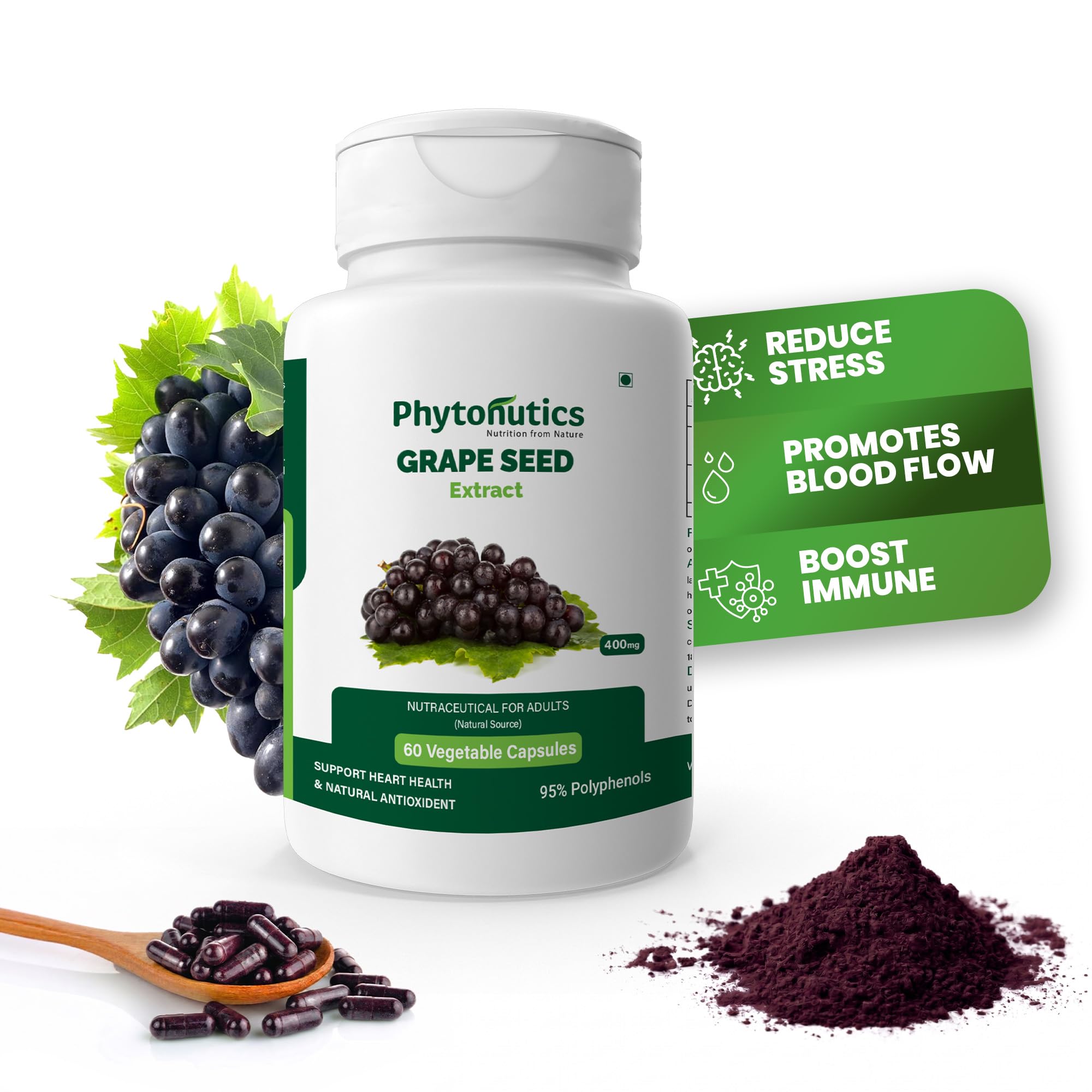 Phytonutics Grape Seed Extract Supplements 60 veg Capsules (Pack of 1)-image-11