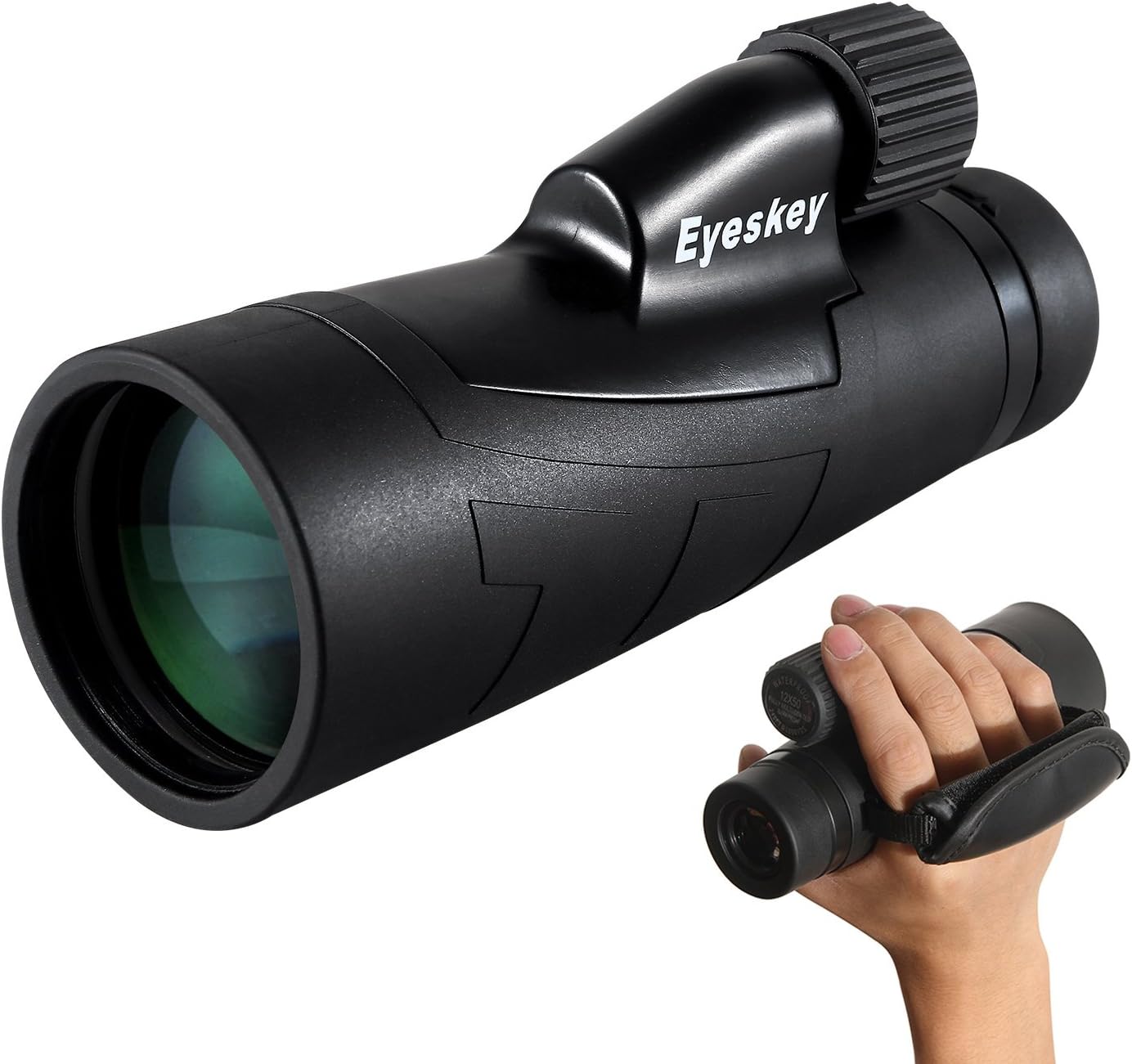 Eyeskey High Power Monocular with Tripod & Side Hand Strap for Adults | Bak4 Roof Prism | FMC Lenses | Waterproof Fogproof | HD Telescope for Wildlife Nature Watching Outdoor Hiking Hunting (10X50)