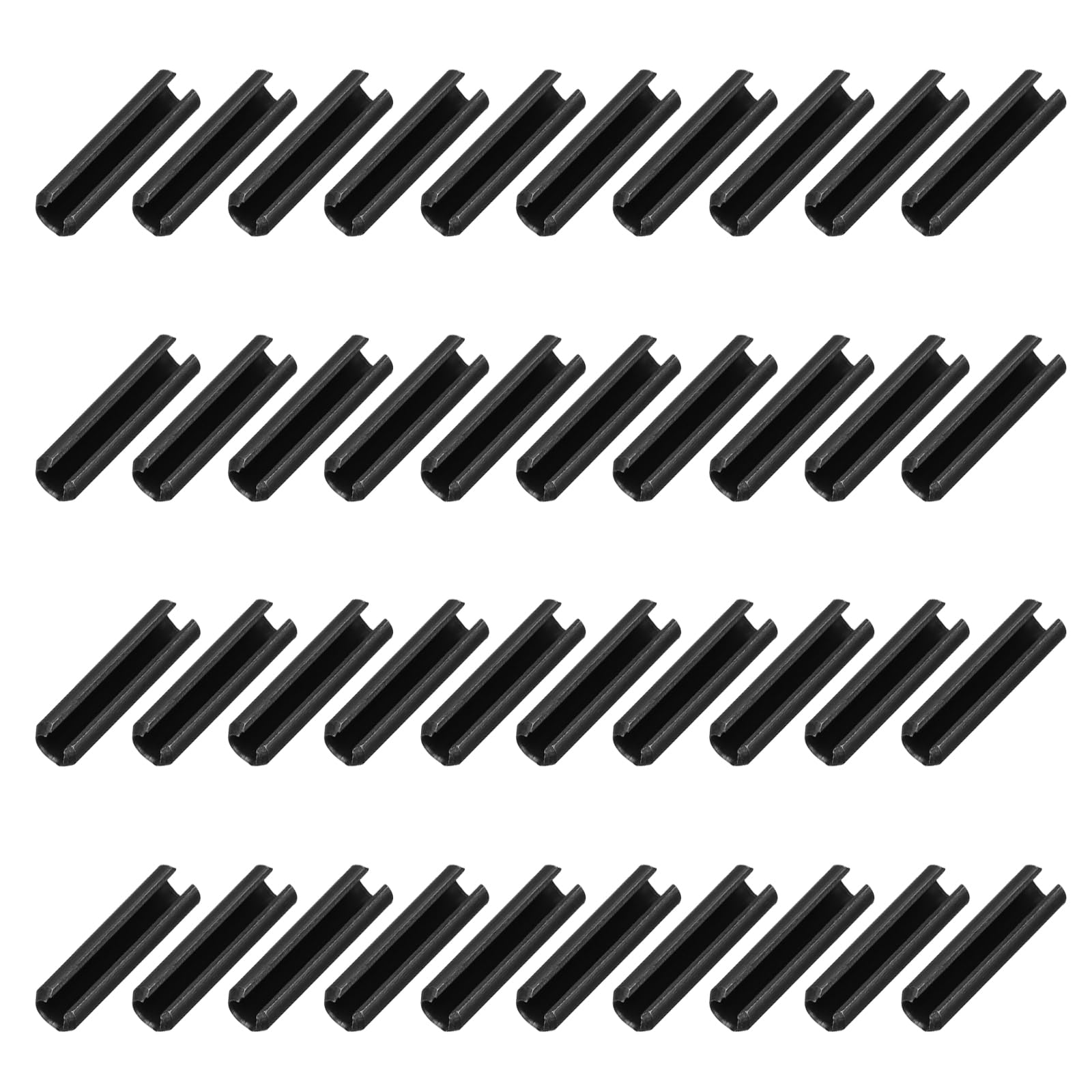 sourcing map 120Pcs Slotted Split Roll Pins 3/25 Inch(3mm) Dia. 1/2 Inch(14mm) Length 65Mn Steel Spring Tension Expansion Dowels for Secure Fastening, Black