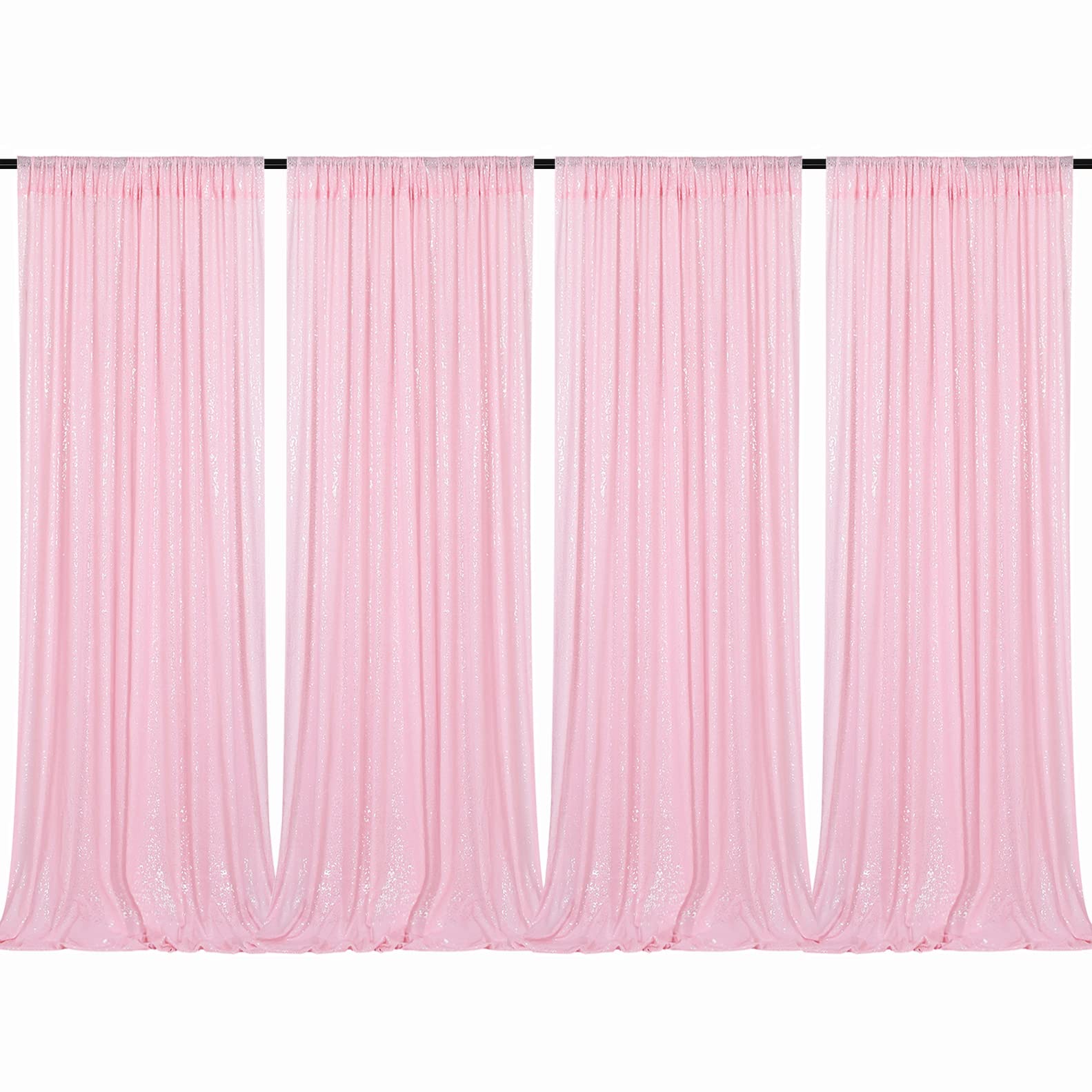 B-COOL Pink Sequin Backdrop Curtains 2ftx8ft Pink Party Backdrop 4 Panels Baby Shower Photo Backdrop Party Backdrop Curtain