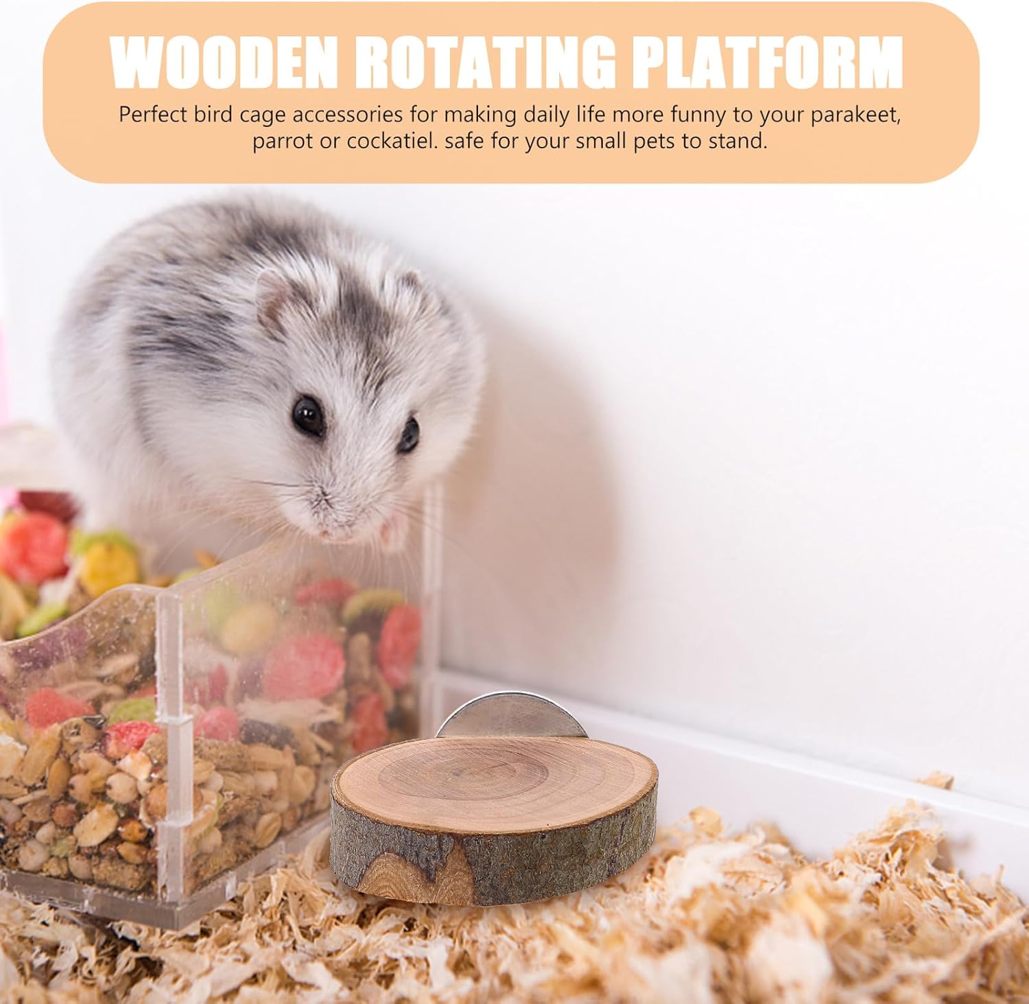 3pcs Wooden Hamster Ladder and Bird Perch Stand, Rotating Climbing Platform for Small Animal Cages, 5-6cm Diameter Cage Accessories for Parrots and Birds