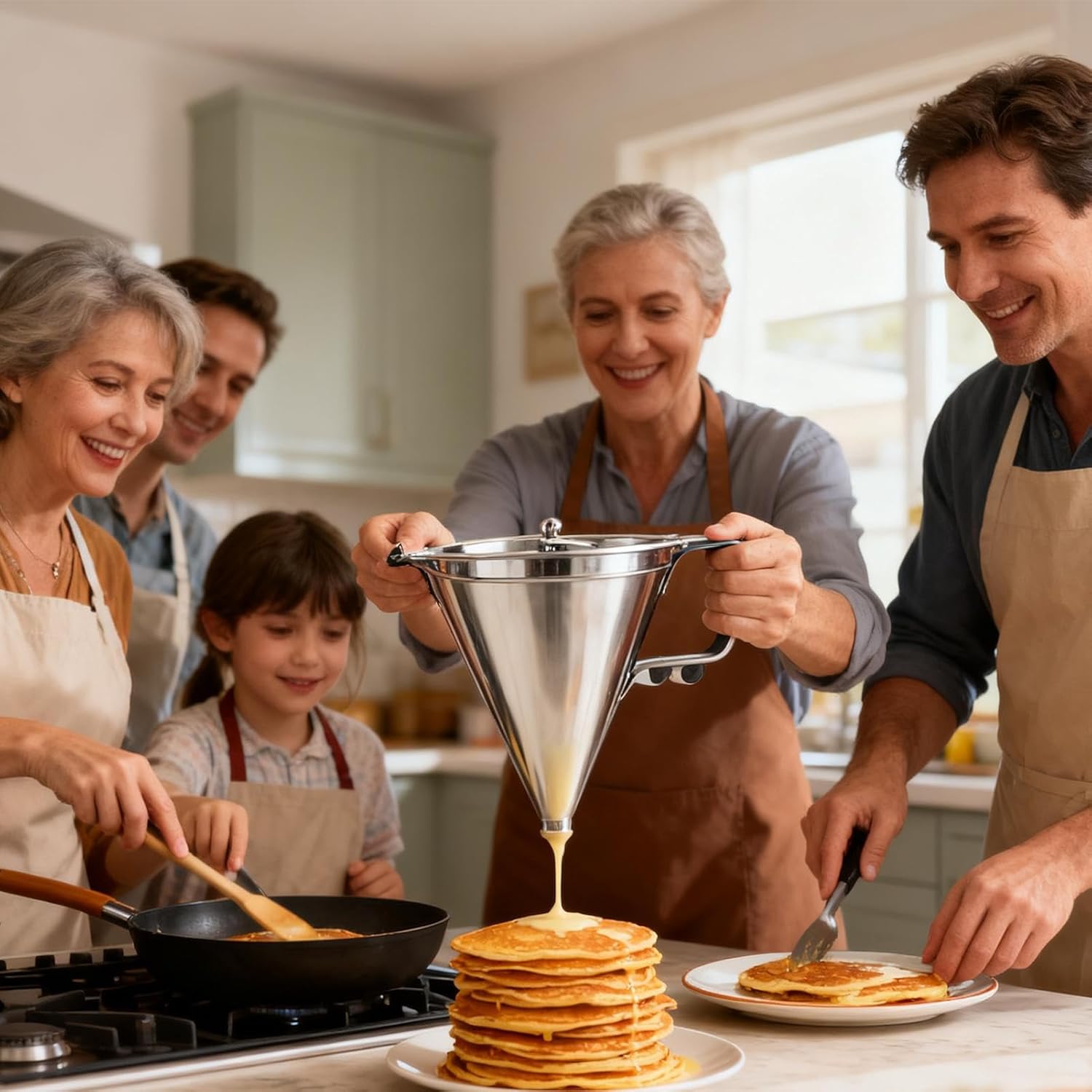 Cake Portioning Hopperr – 1.8L Metal Drip Control Pitcher, Trigger Release Baking Pourer, Heavy Duty Confectionery Dropper | Ideal For Brownie Donut Churro Cupcake Mix, Domestic Kitchen Cafe