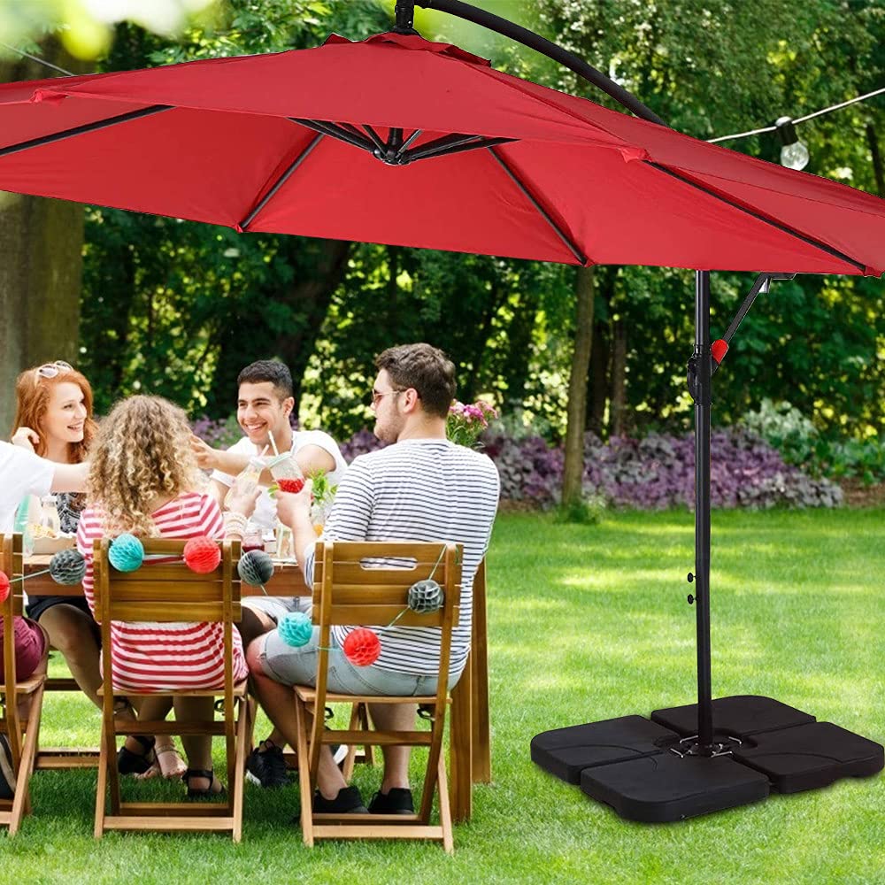 Crossbbar - Base de soporte para sombrilla de patio con boquillas de relleno para agua o arena, 4 unidades, color negro 7
