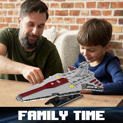 Miniatura 5 de OurRemenberance Kit de construcción Republic Attack Cruiser. 1320 piezas de modelo de nave espacial de clase venador, regalos para adolescentes y