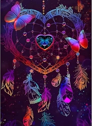 MXJSUA Kits de pintura de diamantes de atrapasueños para adultos kits de arte de diamantes 5D de mariposa para principiantes fantasía amor