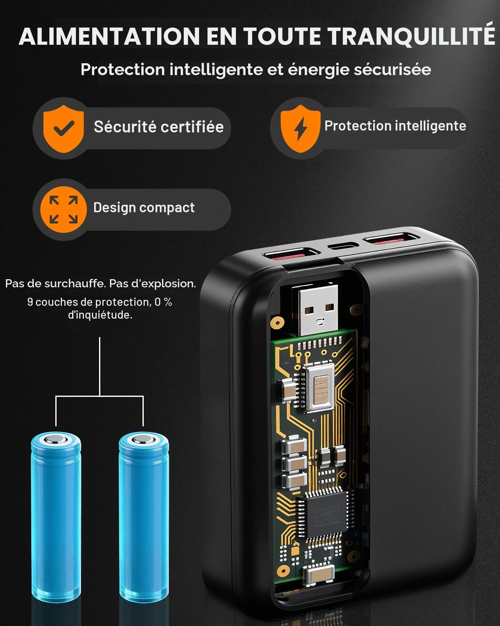 Loowoko Sweat a capuche chauffante Homme Femme avec power bank 10000mAh, 3 niveaux de température + 6 zones de chaleur – Lavable – Pour travail en extérieur, moto, promenades