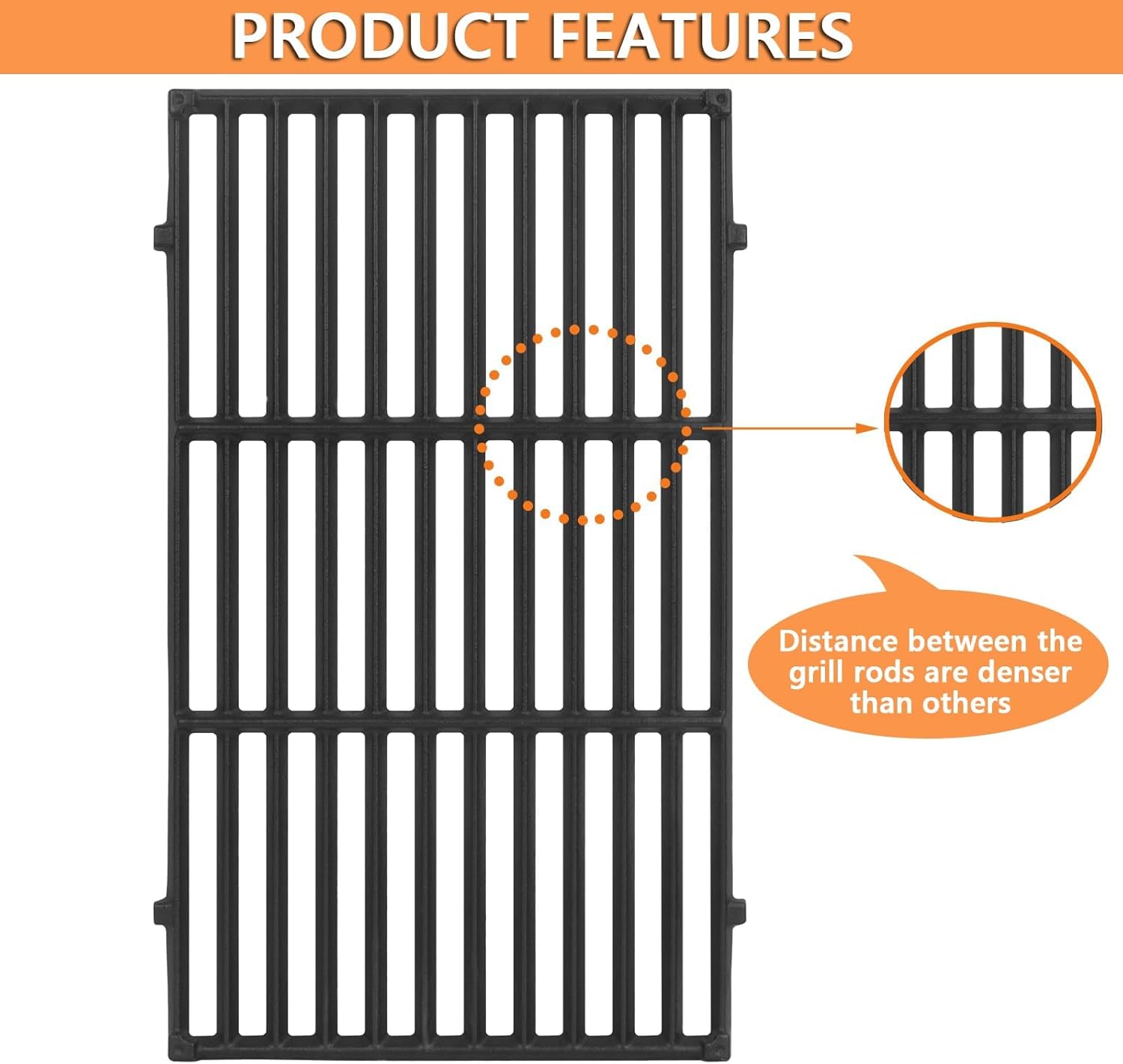 66097 Genesis II GS4 Grill Grates for Weber 4 Burner Genesis 2 GS4 Grill Parts Replacement Weber Genesis II/II LX 400 SER GBS II E410 E435 S435 Accessories 66089 Weber Genesis 400 (2022 YRS) Cast Iron
