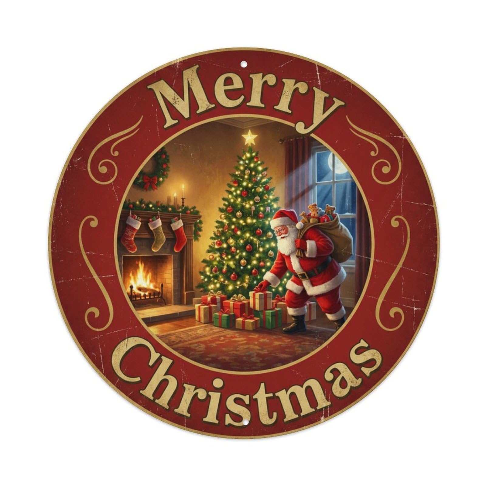 Merry Christmas Santa Gift Delivery Metal Tin Sign