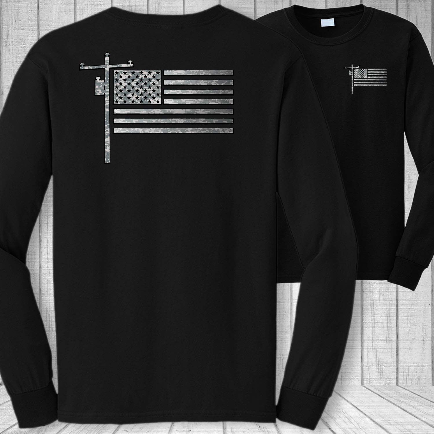 Lineman American Flag Long Sleeve Shirt