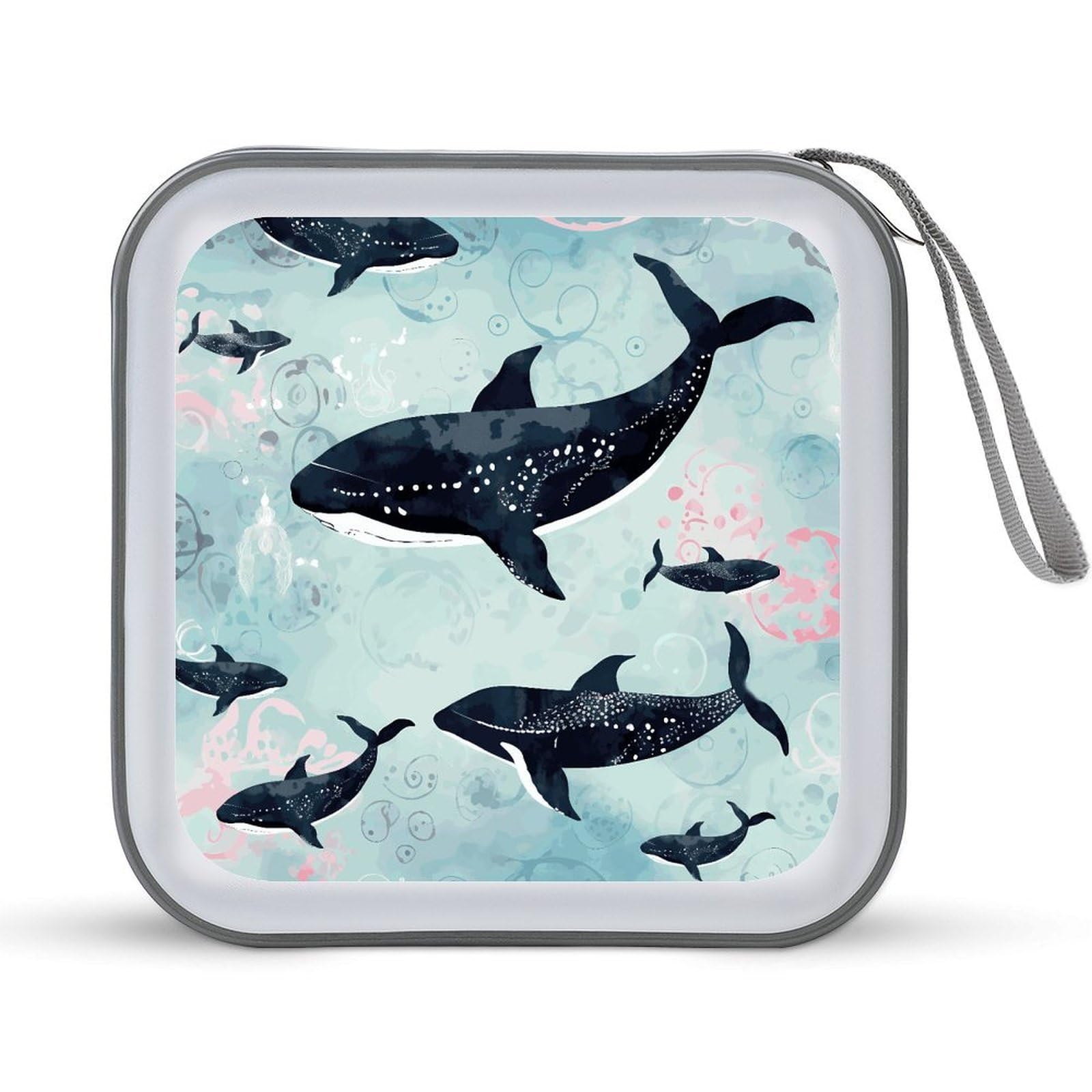 VstaDank Whale CD Case with Hand Strap Lightweight DVD Wallet Holder 40 Capacity CD/DVD Case Wallet Protective CD Wallet CD/DVD Portable Storage Binder for Car Home Office