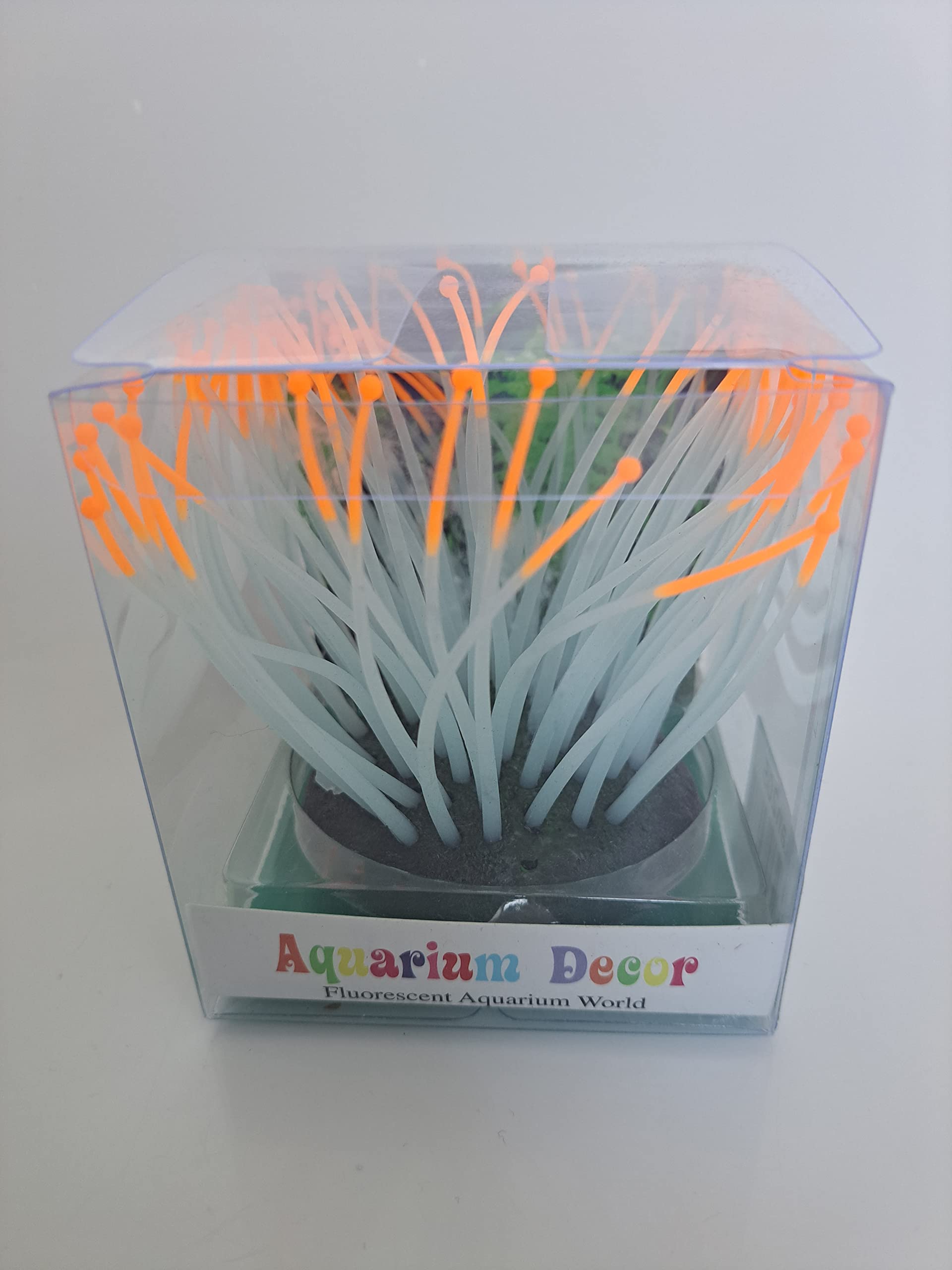 Orange Silicone Artificial Marine Fluorescent Glow Sea Anemone Aquarium Decor 7cm, Silicone Glow Fish Tank Decorations Plants, Fluorescence Aquascaping Fish Tank Glowing Ornament