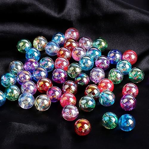 Miniatura 5 de 300 cuentas redondas acrílicas de 0.315 pulgadas (0.315 in), cuentas espaciadoras redondas de colores AB para aretes, pulseras, collares, llaveros,