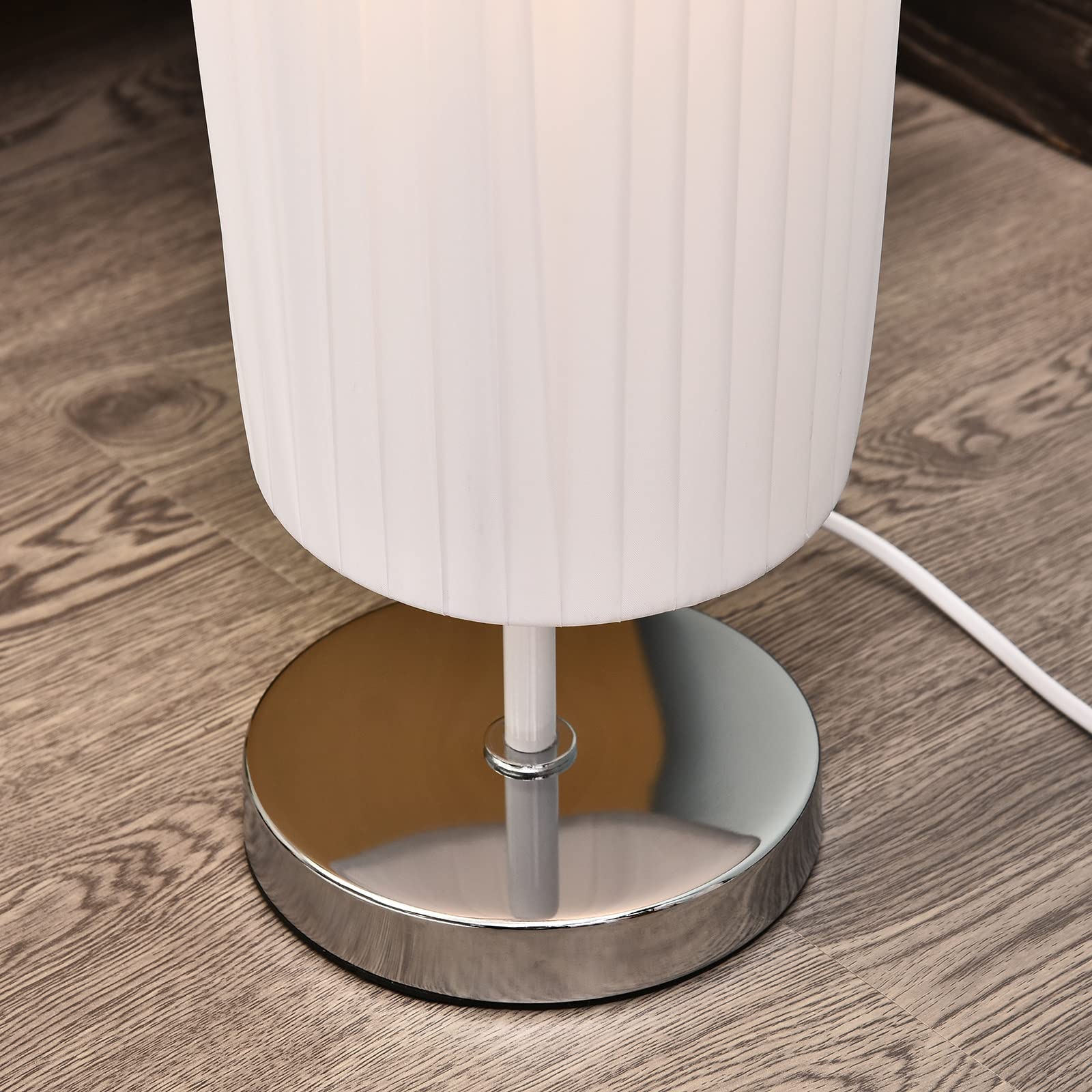 HOMCOM Lámpara de Pie Moderna para Dormitorio Comedor Salón (2 E27 Bombilla) Interruptor de y Bajo Consumo con Base de Acero Inoxidable 120 cm Blanco