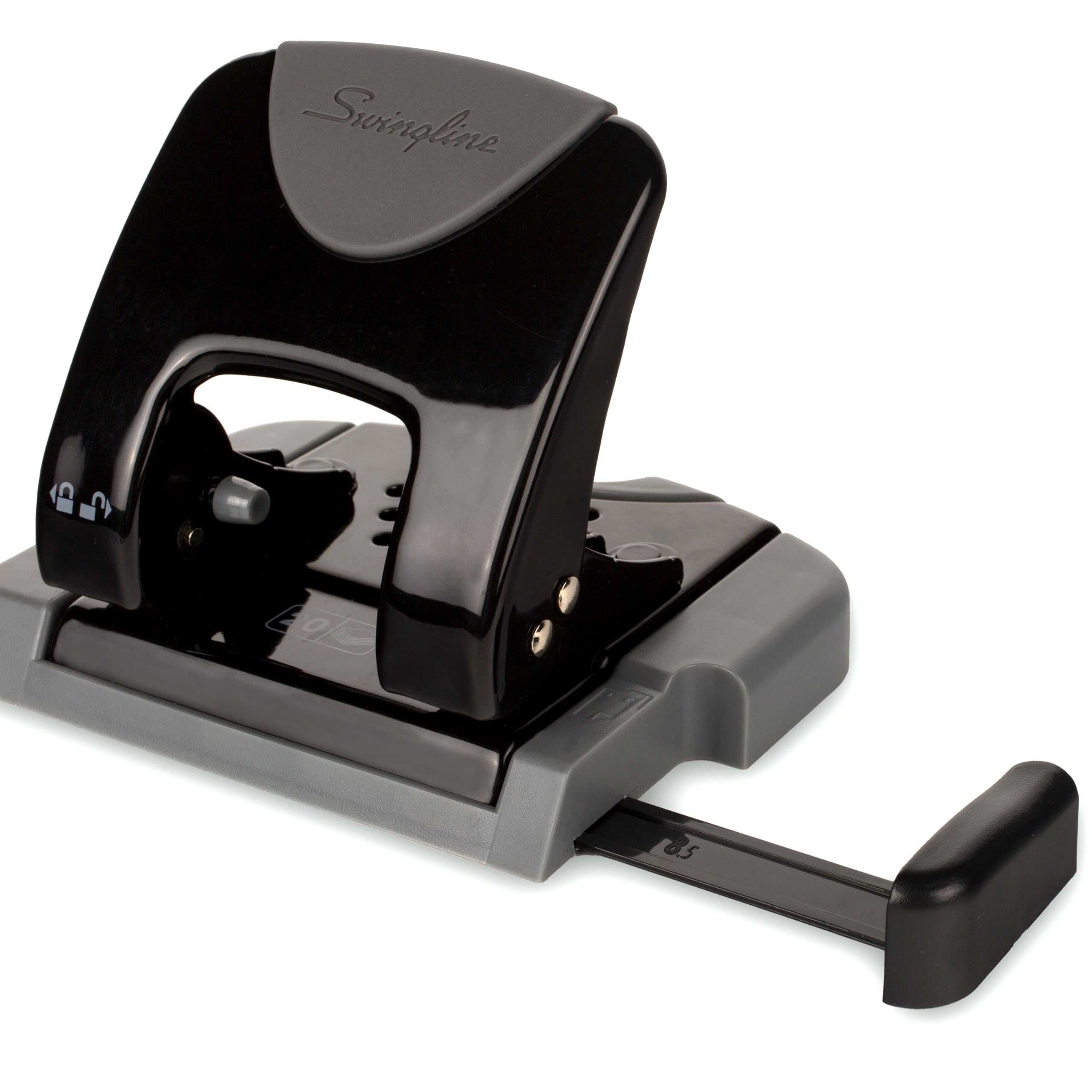 Swingline 2-Lochstanzer, 20 Blatt Kapazität, Papierstanzer, SmartTouch, geringer Aufwand, Komfortgriff, Ausrichtungsführung, Schwarz und Grau (74135)
