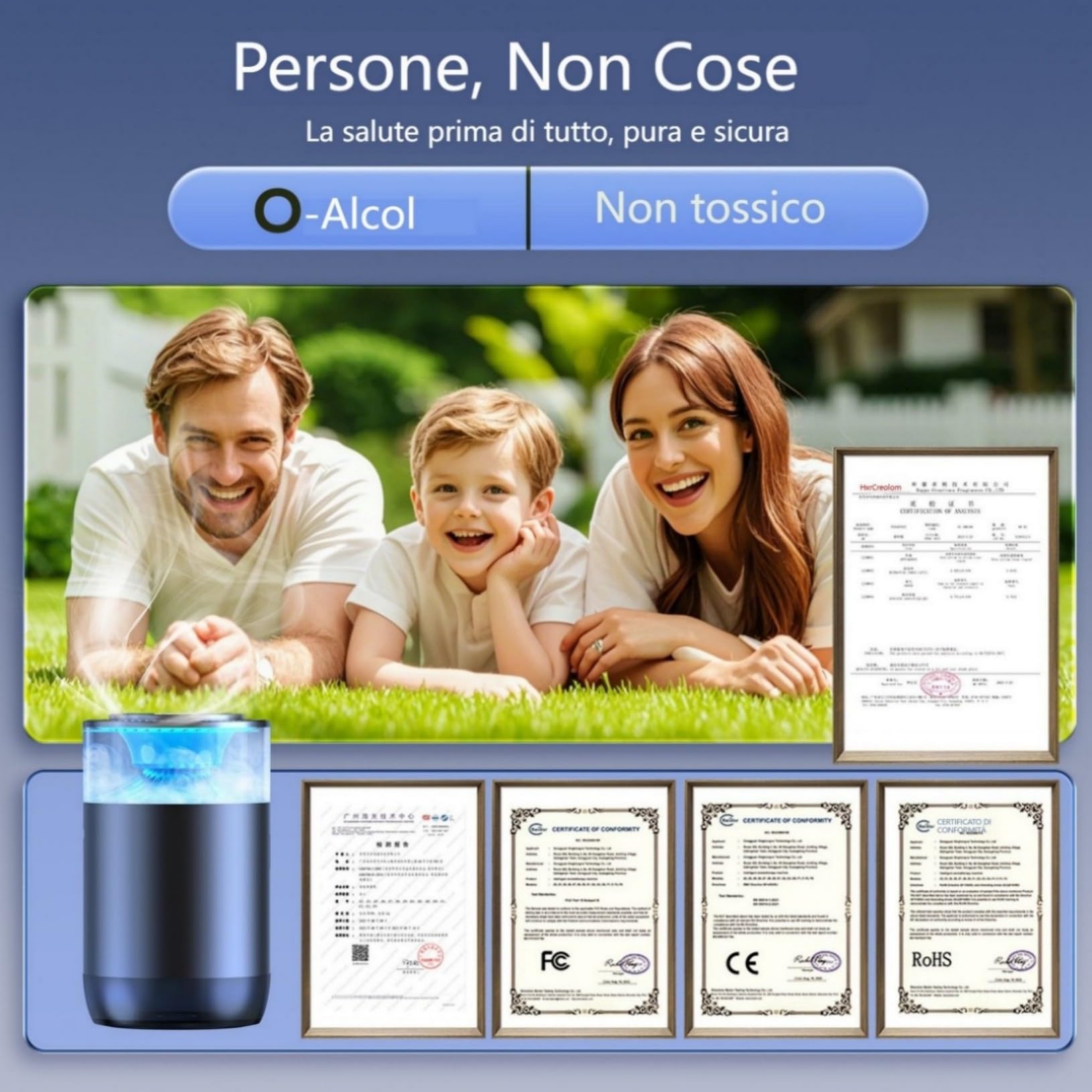 2025 Ispirato Alle Cascate Profumatore Auto Diffusore, con 2 Profumi Francesi (Colonia & Marino), Acc./Spegn. Automatico, Nebulizzatore a Ultrasuoni, 4 Modalità, YWK-1