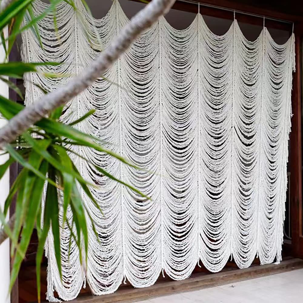 Makramee-Vorhang, Boho-Vorhang, Tür, Fenster, Wanddekoration, Fasergarn, Kunst, Handwerkskunst, Schlafzimmer, Kopfteil-Dekor, 140 x 190 cm (B x H)