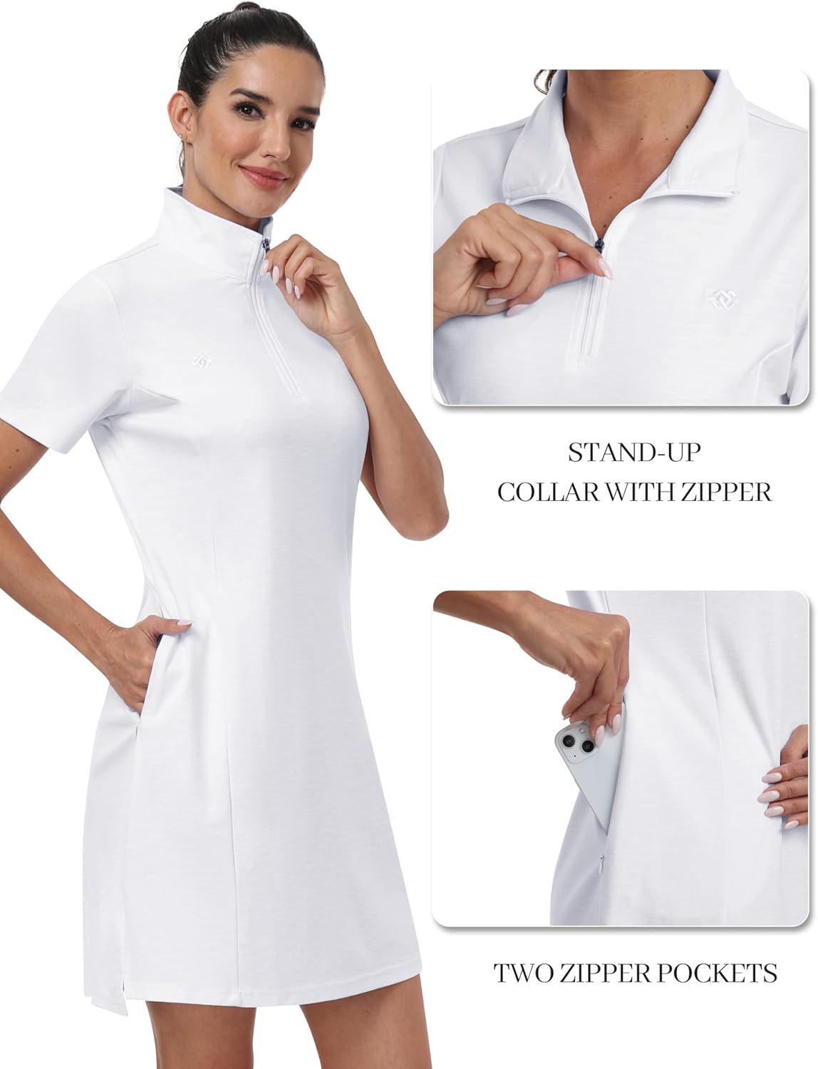 MoFiz Women's Golf Tennis Dress Sports Polo Dress Short Sleeve Quick Dry Casual Workwear Button