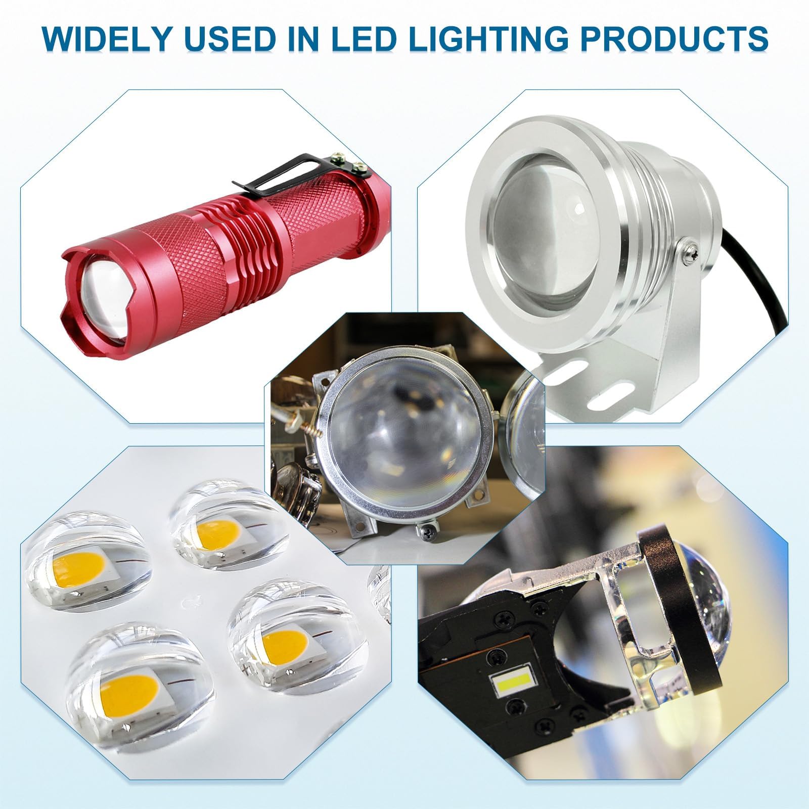 PATIKIL Diametro 54mm Lente Convessa Piatta, 3 Pezzi Altezza 19mm Lente Ottica Convessa Acrilica LED con Bordo per Torcia Faro Auto Bicicletta Proiettore, Trasparente