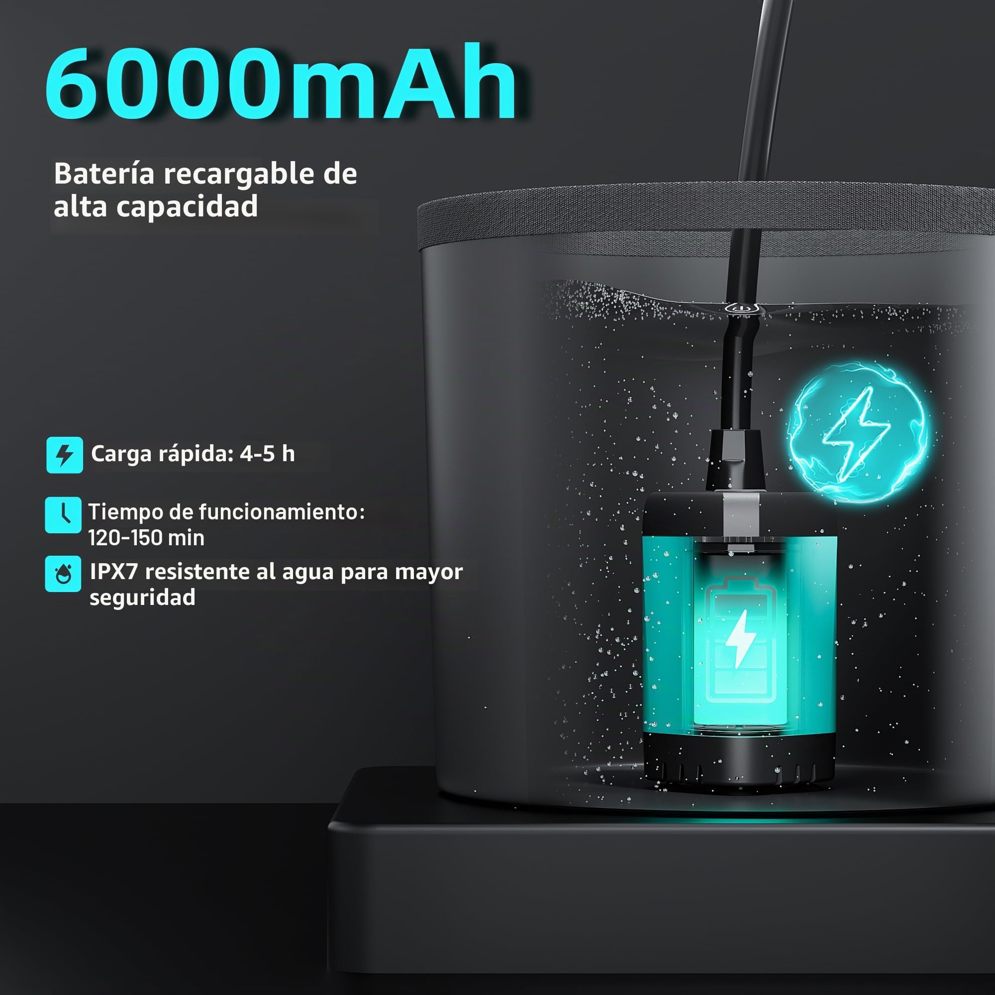 Mytrix 2024 - Juego completo de ducha portátil para camping, bomba de succión de energía recargable de 6000 mAh con pantalla inteligente, cabezal de pulverización multimodo y depósito plegable de agua