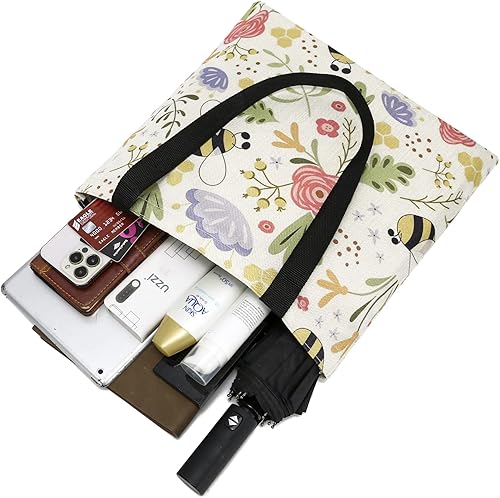 Miniatura 5 de Bolsa de lona para mujer, bolsas de comestibles reutilizables, bonitas bolsas estéticas para regalos de Navidad, compras y playa (flamenco)