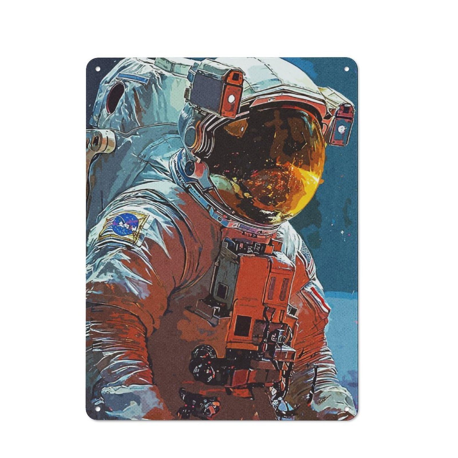 Junmoney Art Of Astronauts Printed Metal Sign 40X30cm For Lounge Or Reading Corner, Suited To Lounge Decor Fans