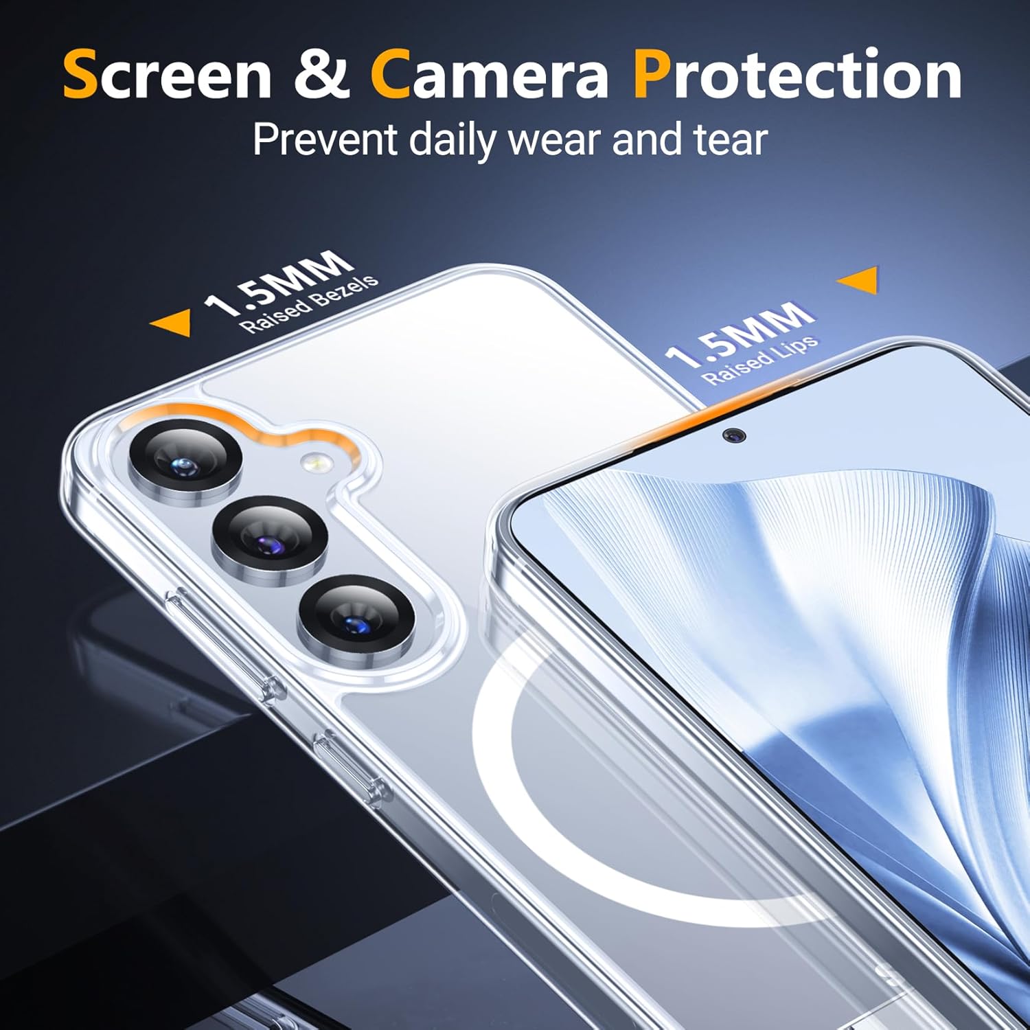 SPIDERCASE Magnetic for Samsung Galaxy S25 Case, [3 Stand Ways][ Military Grade Drop Protection] with Invisible Stand Shockproof Slim Case for Samsung Galaxy S25 6.2", Clear - Image 4